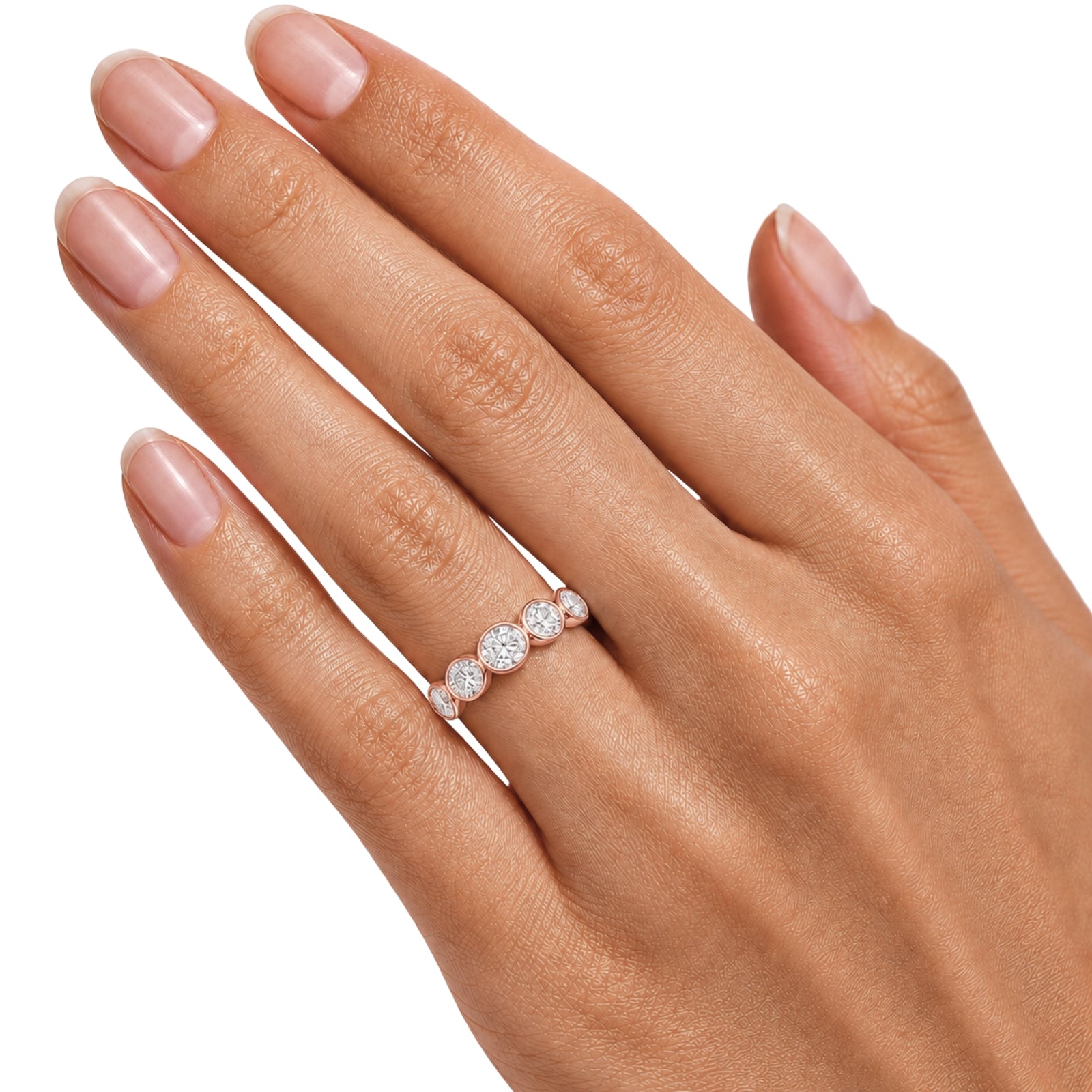 Venturant 3.00 Carat T.W. Oval-cut Lab Grown Diamond (F/VS+) 14K Gold Bezel Set 5 Stone Band Ring