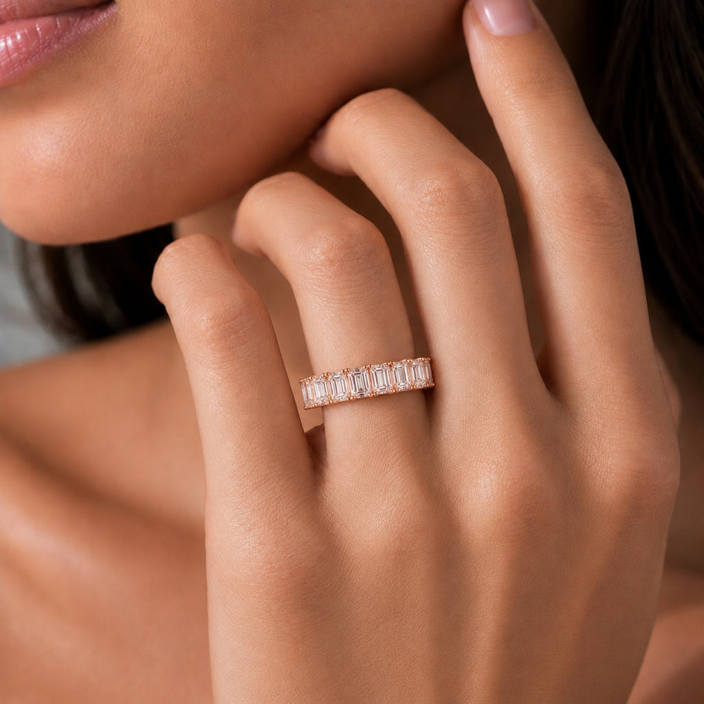 Venturant 5.00 - 7.00 Carat T.W. Emerald-cut Lab Grown Diamond (F/VS+) 14K Gold Eternity Band Ring