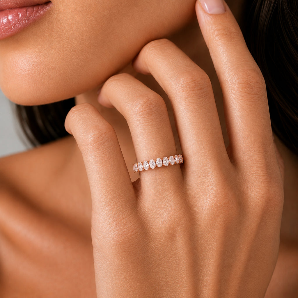Venturant 5.00 - 7.00 Carat T.W. Oval-cut Lab Grown Diamond (F/VS+) 14K Gold Eternity Band Ring
