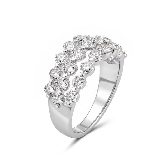 Venturant Lab Grown Diamond (F/VS+) 2.00 carat Round cut Sterling Silver Ring - Sterling Silver | Gold over Silver