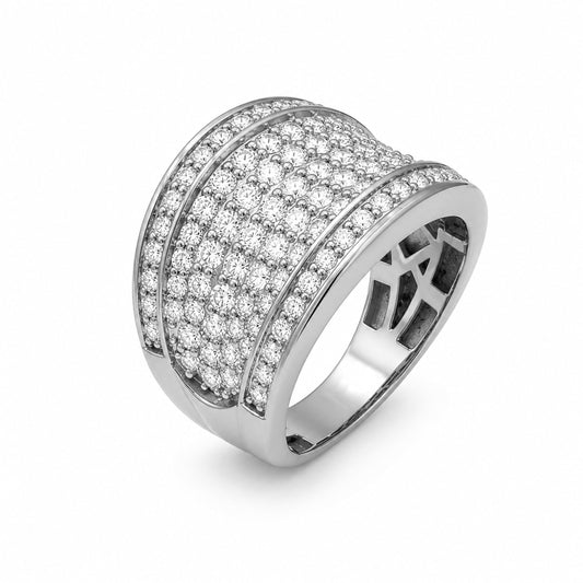 Venturant Lab Grown Diamond (F/VS+) 2.00 carat Round cut Sterling Silver Statement Ring - Sterling Silver | Gold over Silver