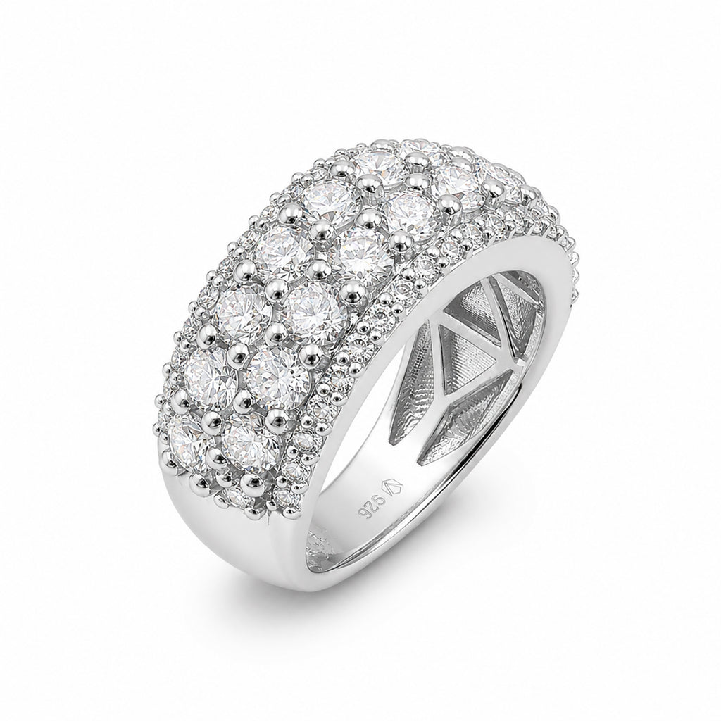 Venturant Lab Grown Diamond (F/VS+) 3.00 carat Round cut Sterling Silver Statement Ring - Sterling Silver | Gold over Silver