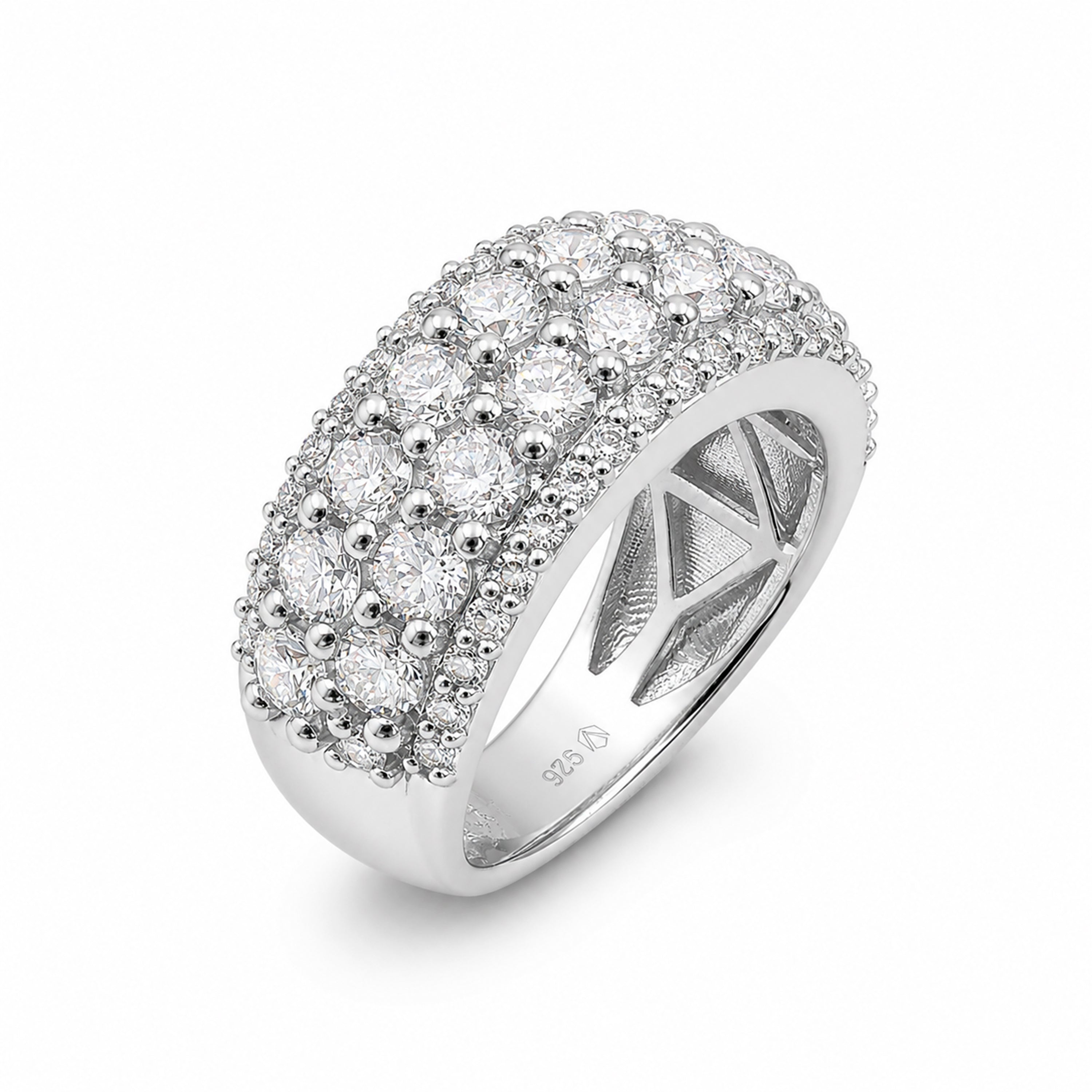 Venturant Lab Grown Diamond (F/VS+) 3.00 carat Round cut Sterling Silver Statement Ring - Sterling Silver | Gold over Silver