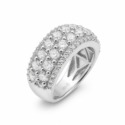 Venturant Lab Grown Diamond (F/VS+) 3.00 carat Round cut Sterling Silver Statement Ring - Sterling Silver | Gold over Silver