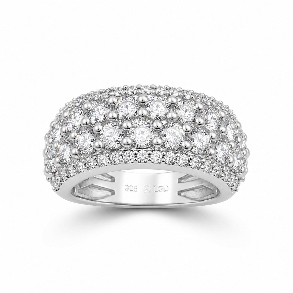 Venturant Lab Grown Diamond (F/VS+) 3.00 carat Round cut Sterling Silver Statement Ring - Sterling Silver | Gold over Silver