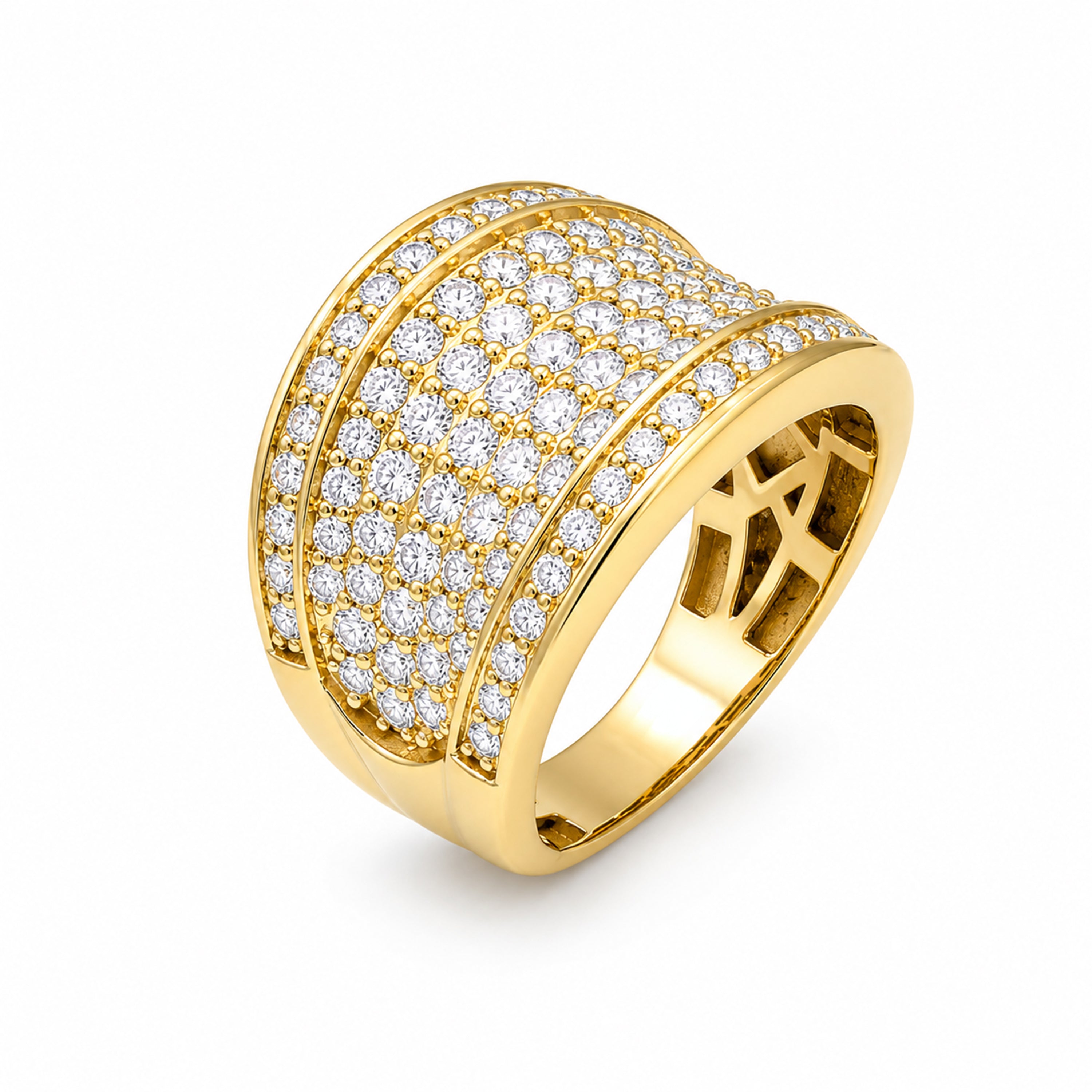 Venturant Lab Grown Diamond (F/VS+) 2.00 carat Round cut Sterling Silver Statement Ring - Sterling Silver | Gold over Silver