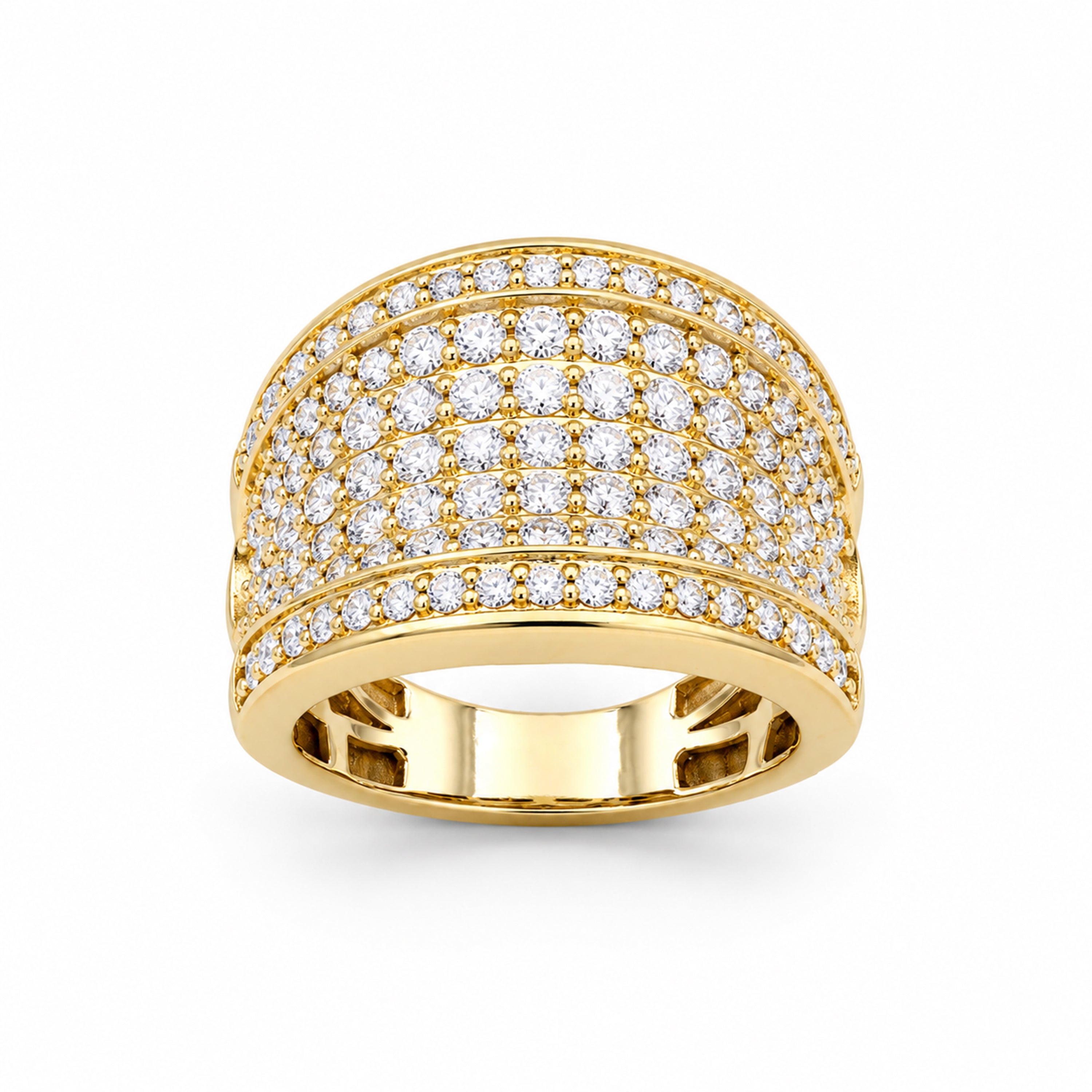 Venturant Lab Grown Diamond (F/VS+) 2.00 carat Round cut Sterling Silver Statement Ring - Sterling Silver | Gold over Silver