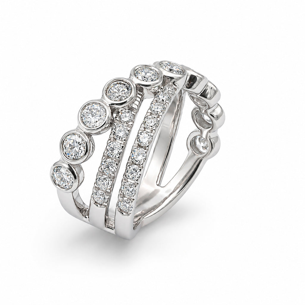 Venturant Lab Grown Diamond (F/VS+) 2.00 carat Round cut Sterling Silver Statement Ring - Sterling Silver | Gold over Silver