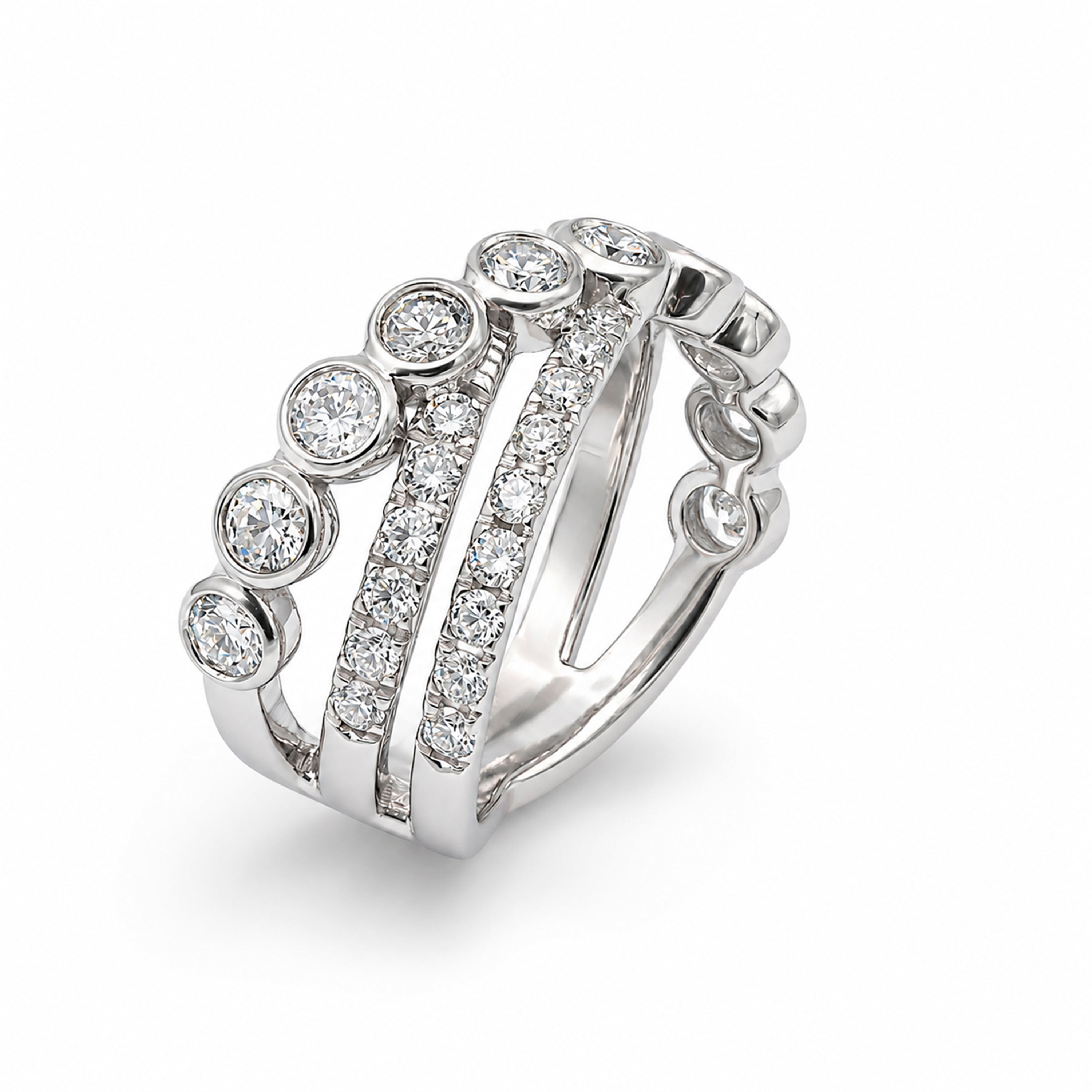 Venturant Lab Grown Diamond (F/VS+) 2.00 carat Round cut Sterling Silver Statement Ring - Sterling Silver | Gold over Silver