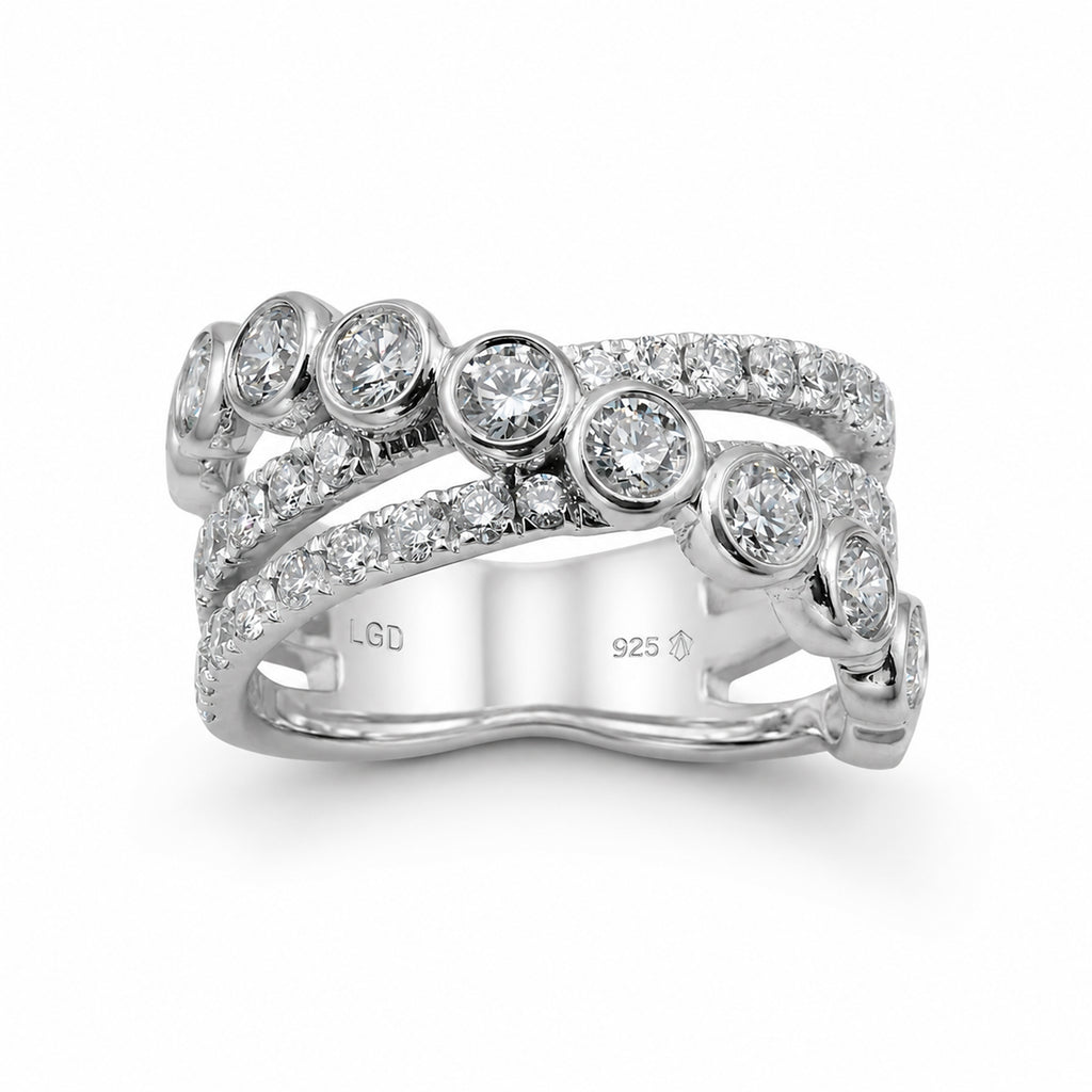 Venturant Lab Grown Diamond (F/VS+) 2.00 carat Round cut Sterling Silver Statement Ring - Sterling Silver | Gold over Silver