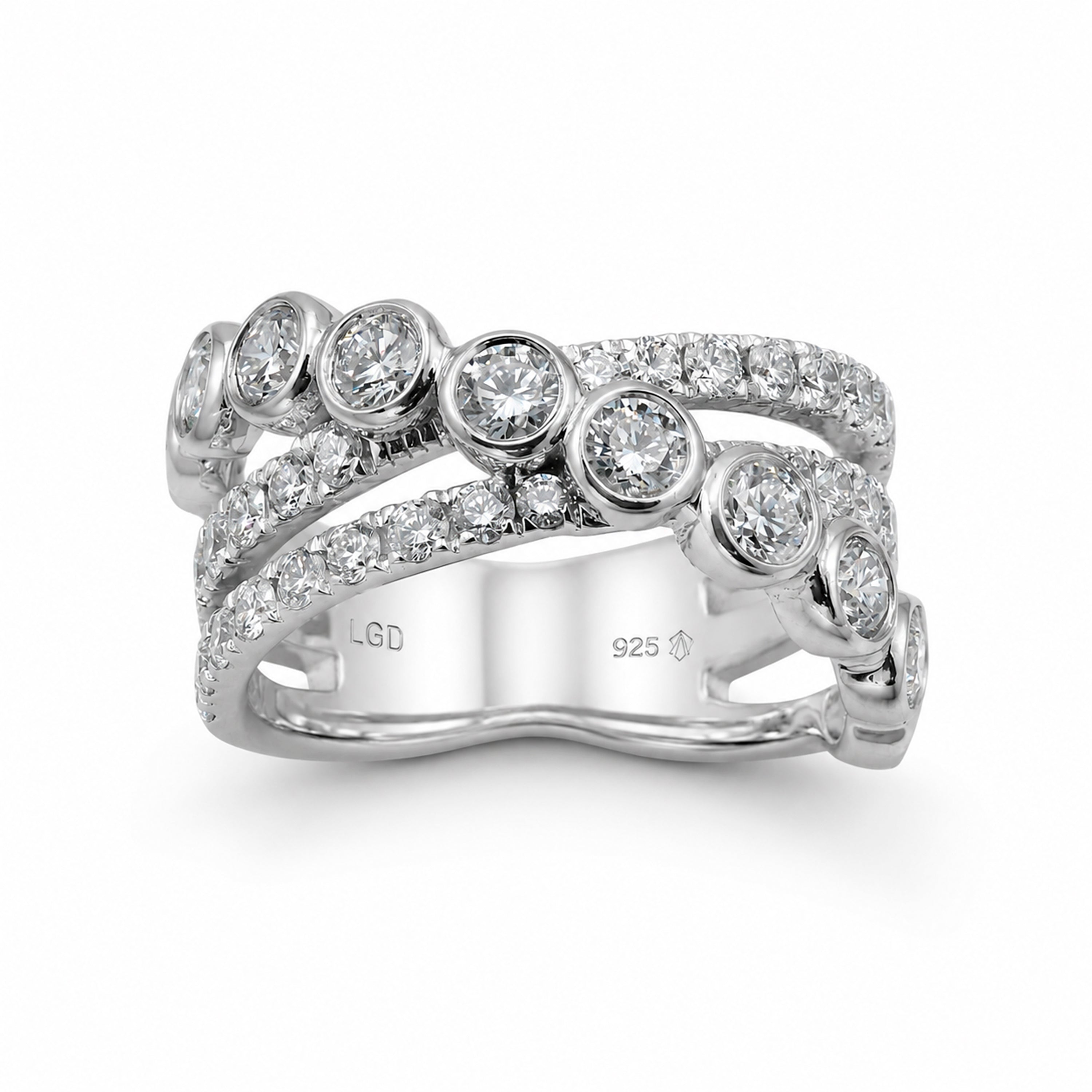 Venturant Lab Grown Diamond (F/VS+) 2.00 carat Round cut Sterling Silver Statement Ring - Sterling Silver | Gold over Silver
