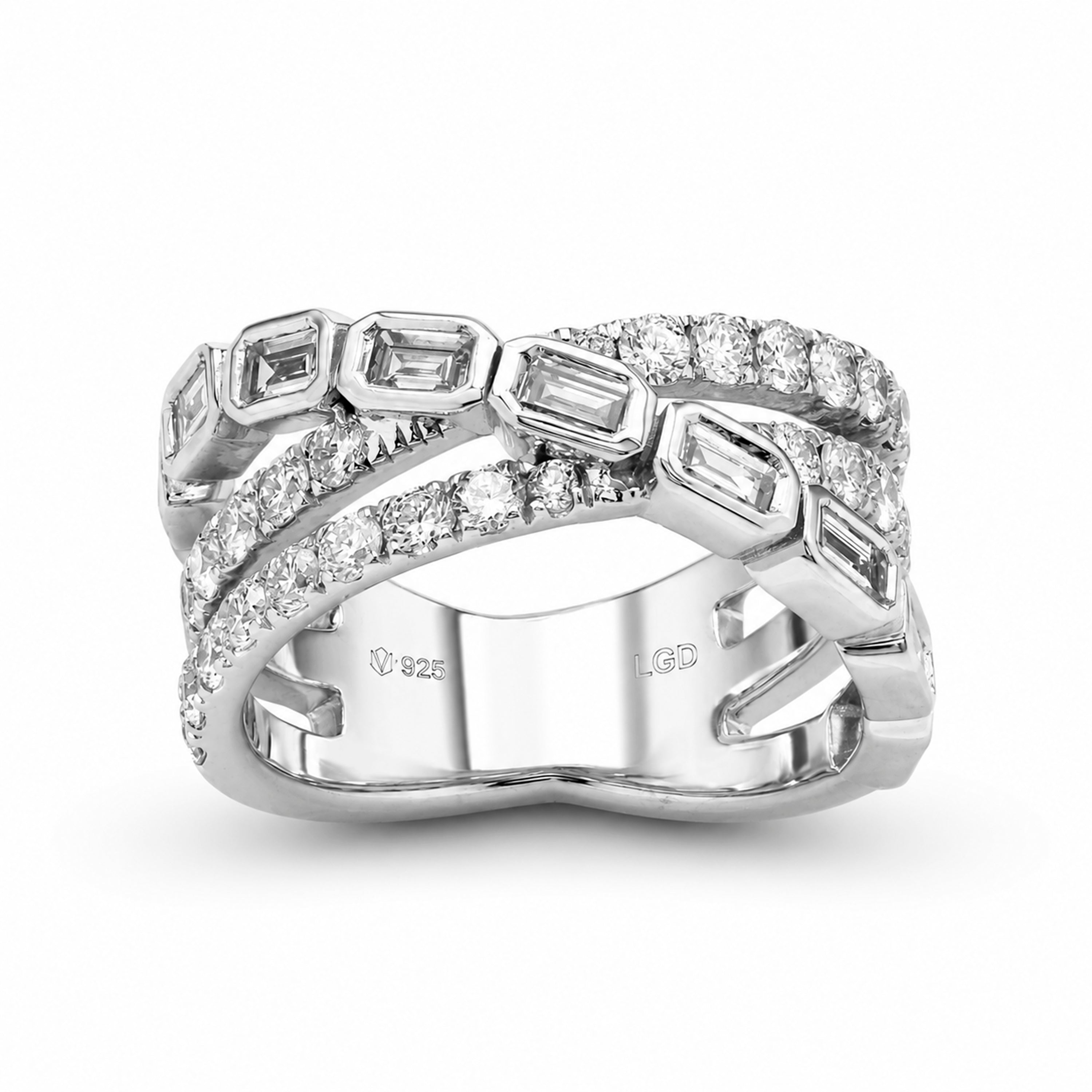 Venturant Lab Grown Diamond (F/VS+) 2.00 carat Round cut Sterling Silver Ring - Sterling Silver