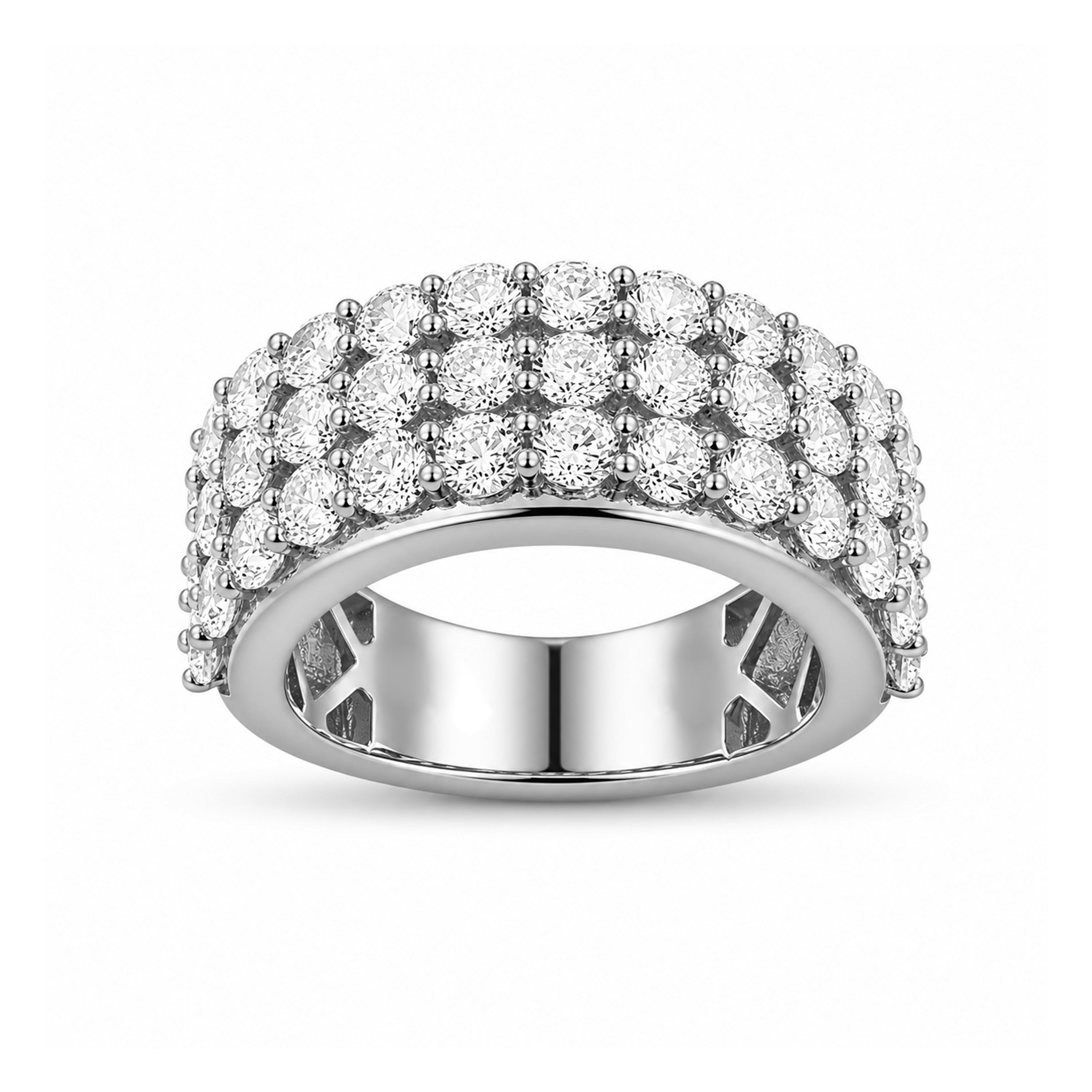 Venturant Lab Grown Diamond (F/VS+) 3.00 carat Round cut Sterling Silver Ring - Sterling Silver