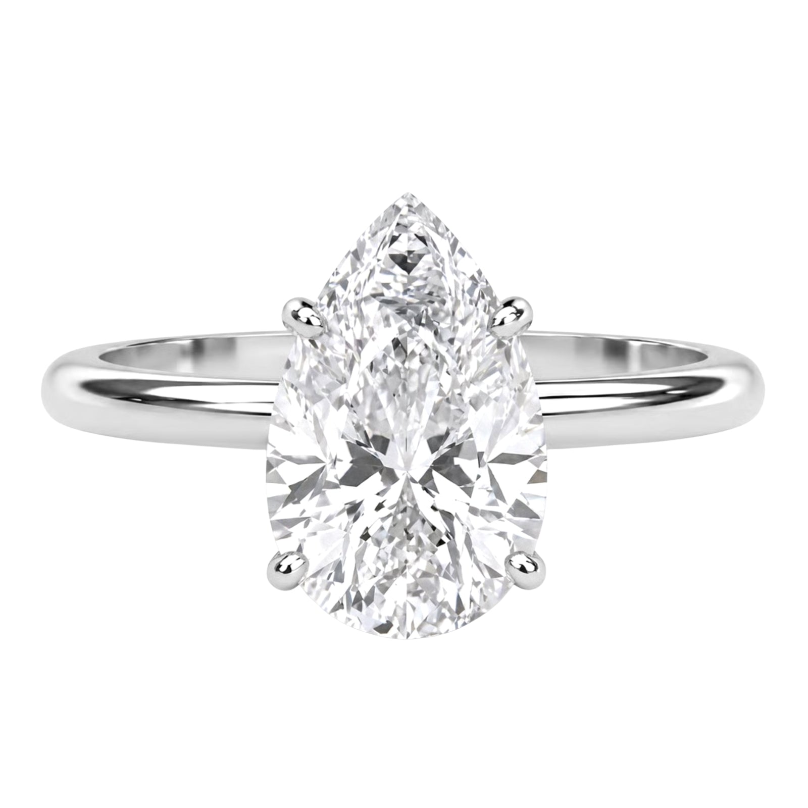 Venturant 1.00-6.00 Carat T.W. IGI certified Pear-cut Lab Grown Diamond (D/VS) 14K Gold Solitaire Ring - Assorted Colors, Sizes & Carat