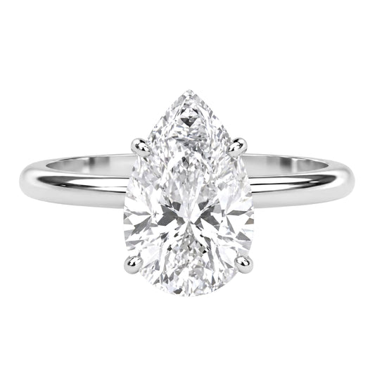 1.00-6.00 Carat T.W. Pear-cut Lab Grown Diamond (D/VS) 14K Gold Solitaire Ring - Assorted Colors, Sizes & Carat