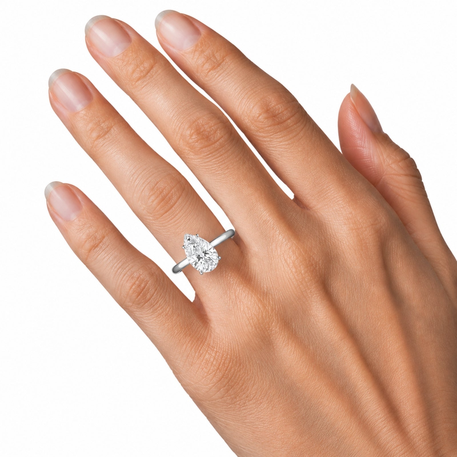 Venturant 1.00-6.00 Carat T.W. IGI certified Pear-cut Lab Grown Diamond (D/VS) 14K Gold Solitaire Ring - Assorted Colors, Sizes & Carat