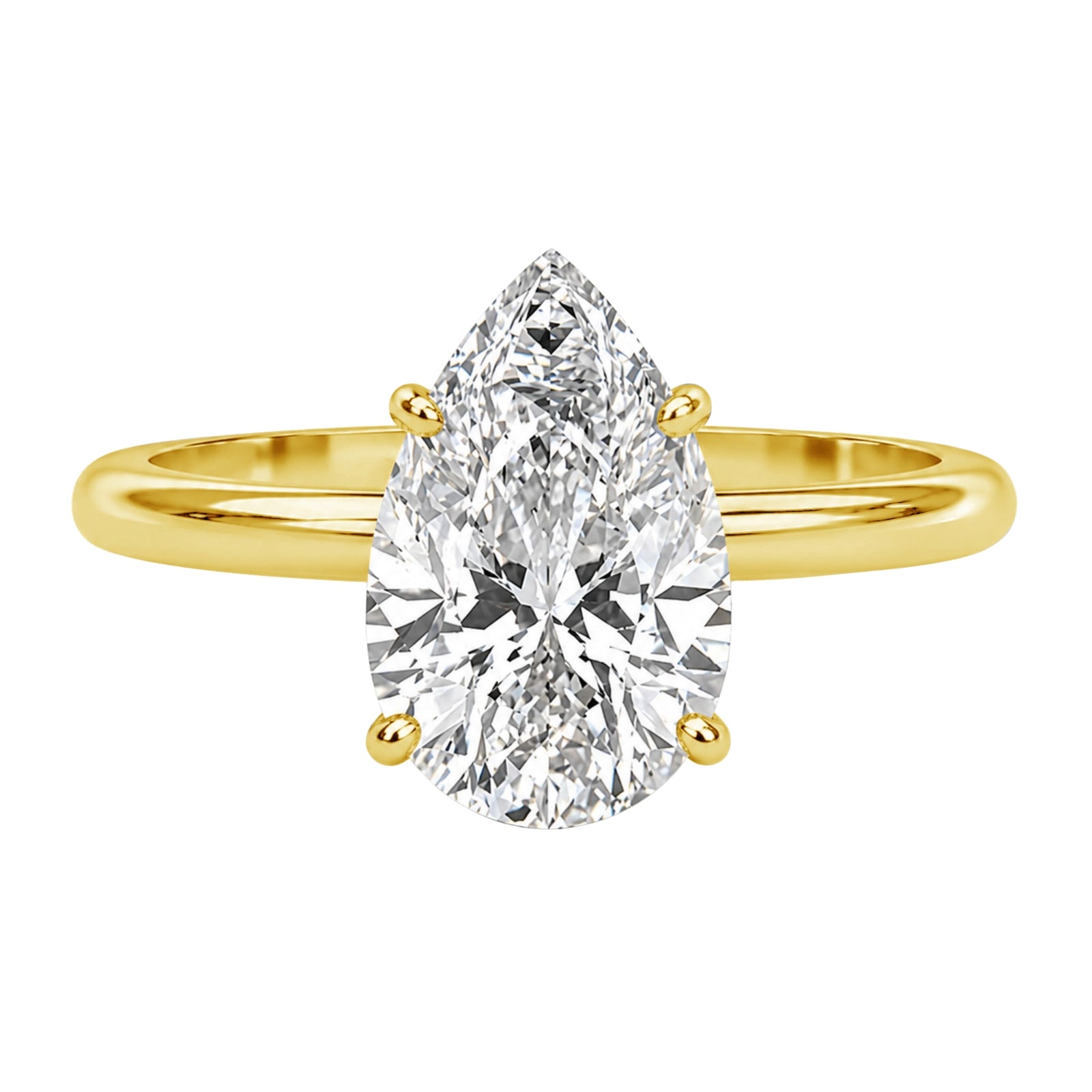 Venturant 1.00-6.00 Carat T.W. IGI certified Pear-cut Lab Grown Diamond (D/VS) 14K Gold Solitaire Ring - Assorted Colors, Sizes & Carat