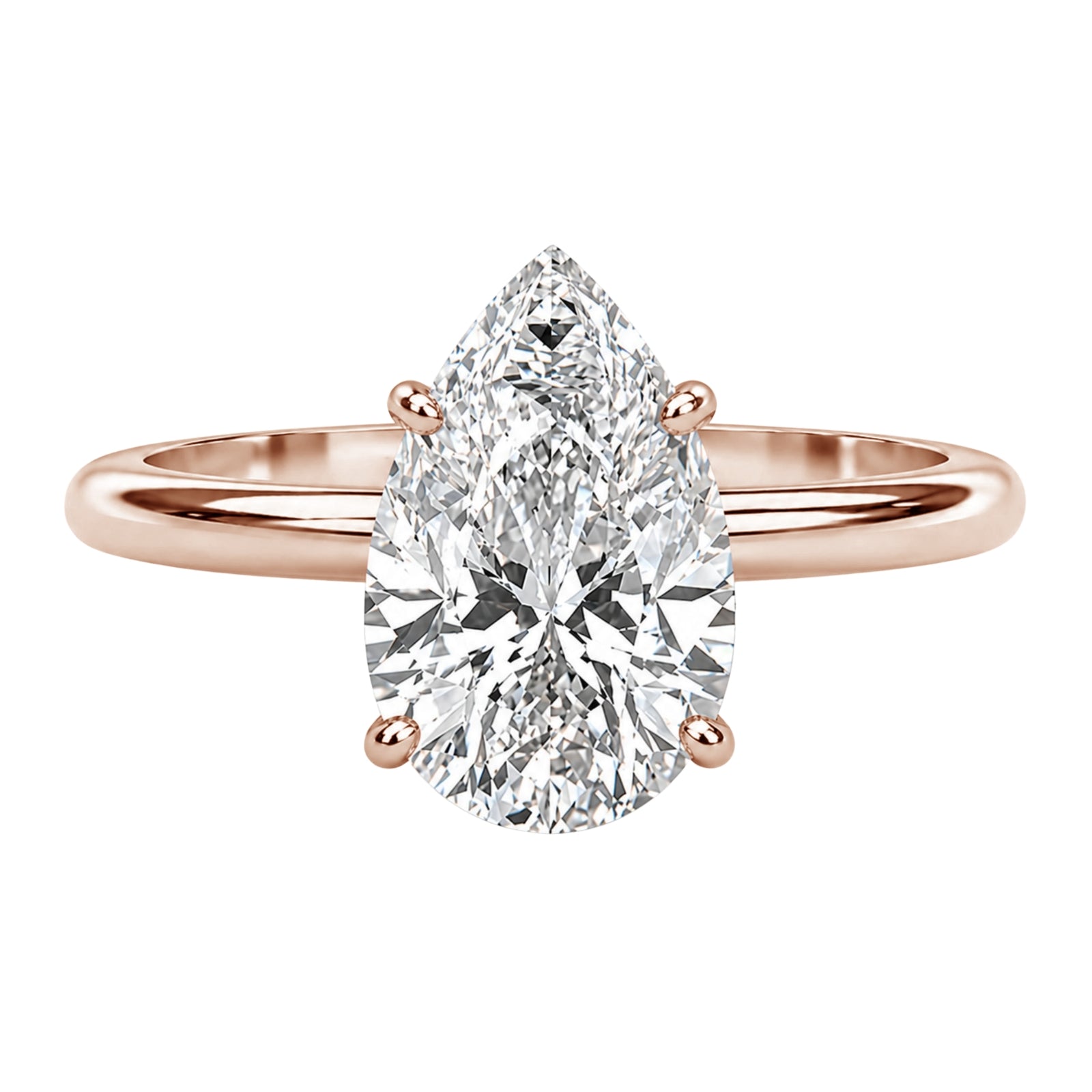 Venturant 1.00-6.00 Carat T.W. IGI certified Pear-cut Lab Grown Diamond (D/VS) 14K Gold Solitaire Ring - Assorted Colors, Sizes & Carat