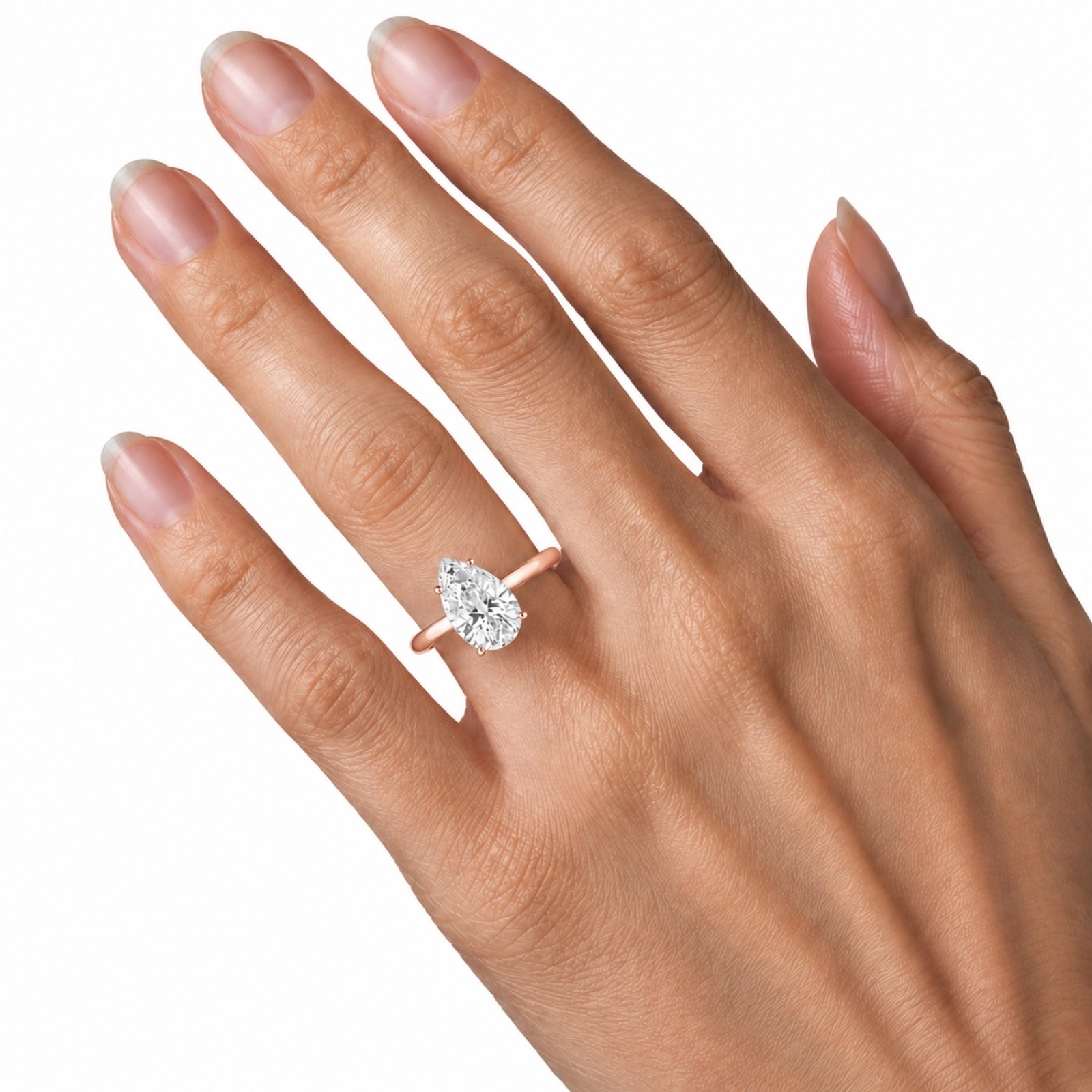 Venturant 1.00-6.00 Carat T.W. IGI certified Pear-cut Lab Grown Diamond (D/VS) 14K Gold Solitaire Ring - Assorted Colors, Sizes & Carat
