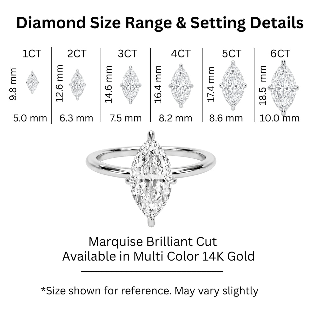 Venturant 1.00-6.00 Carat T.W. IGI certified Marquise-cut Lab Grown Diamond (D/VS) 14K Gold Solitaire Ring - Assorted Colors, Sizes & Carat