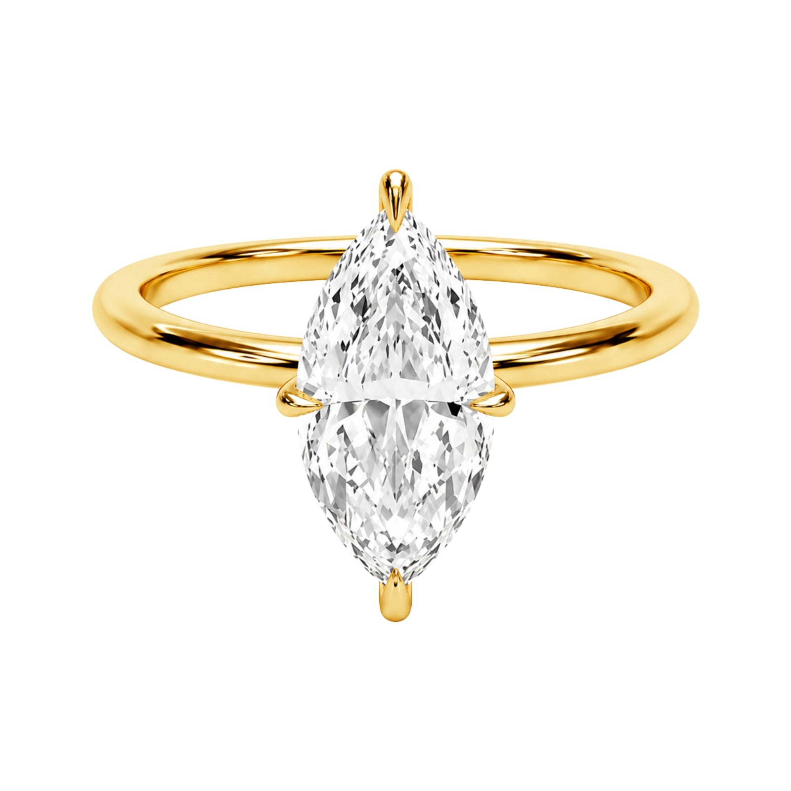 Venturant 1.00-6.00 Carat T.W. IGI certified Marquise-cut Lab Grown Diamond (D/VS) 14K Gold Solitaire Ring - Assorted Colors, Sizes & Carat