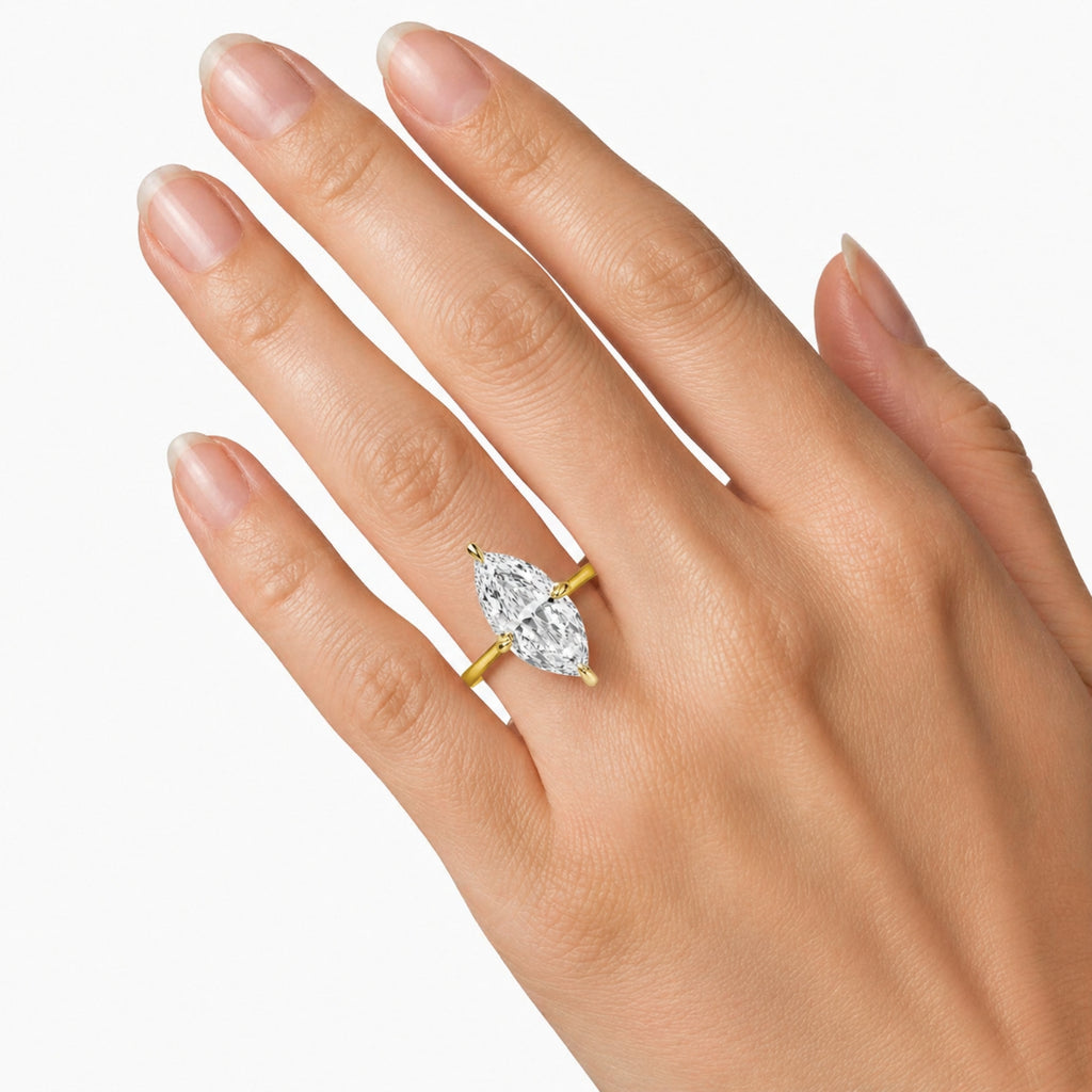Venturant 1.00-6.00 Carat T.W. IGI certified Marquise-cut Lab Grown Diamond (D/VS) 14K Gold Solitaire Ring - Assorted Colors, Sizes & Carat