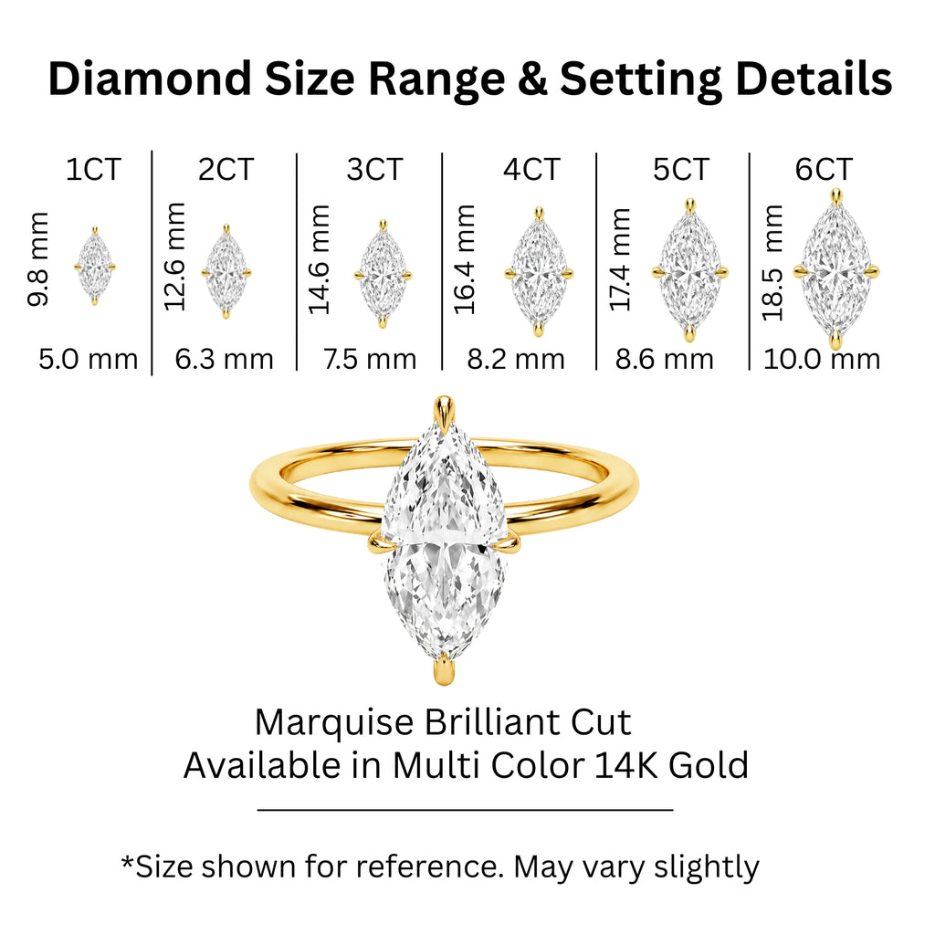Venturant 1.00-6.00 Carat T.W. IGI certified Marquise-cut Lab Grown Diamond (D/VS) 14K Gold Solitaire Ring - Assorted Colors, Sizes & Carat
