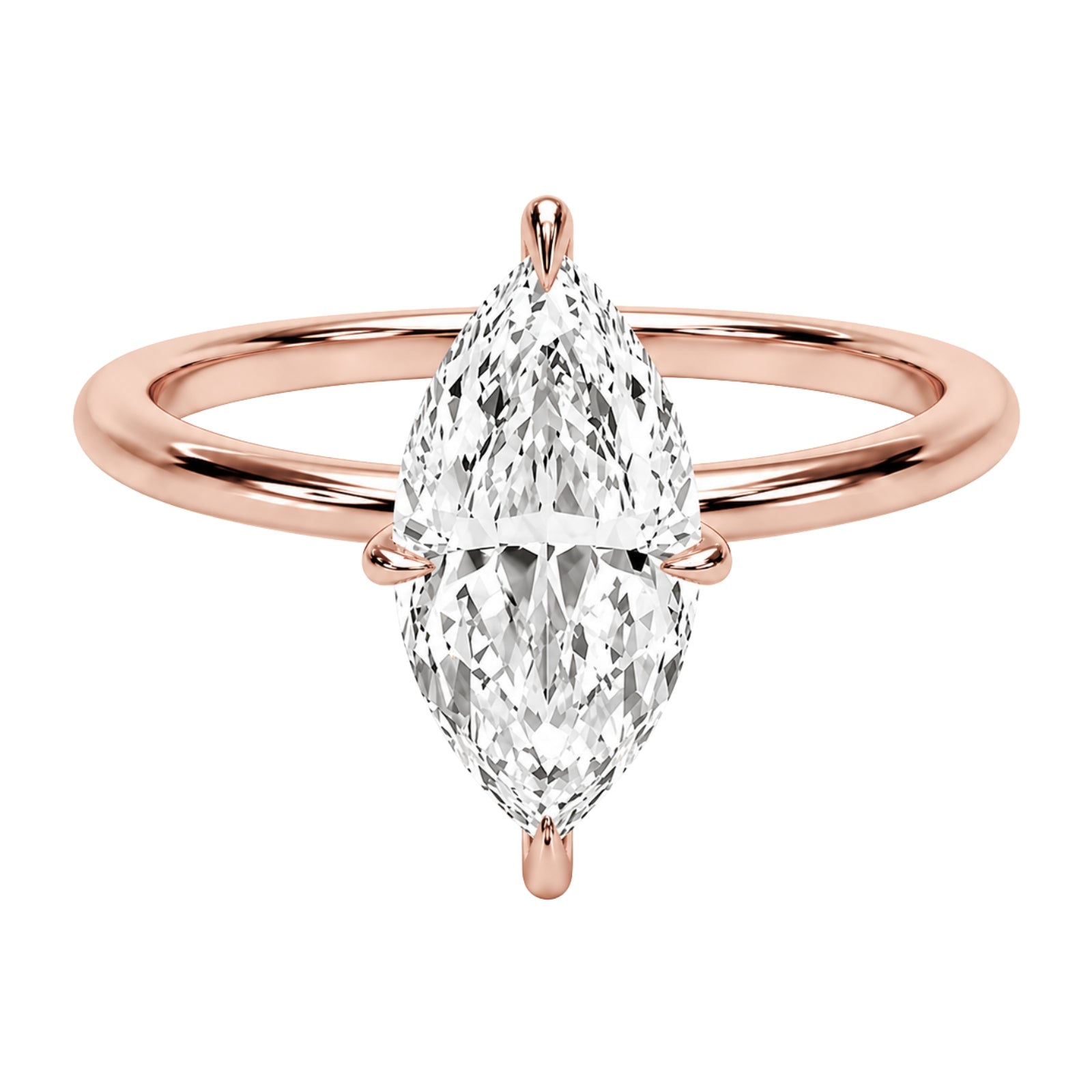 Venturant 1.00-6.00 Carat T.W. IGI certified Marquise-cut Lab Grown Diamond (D/VS) 14K Gold Solitaire Ring - Assorted Colors, Sizes & Carat