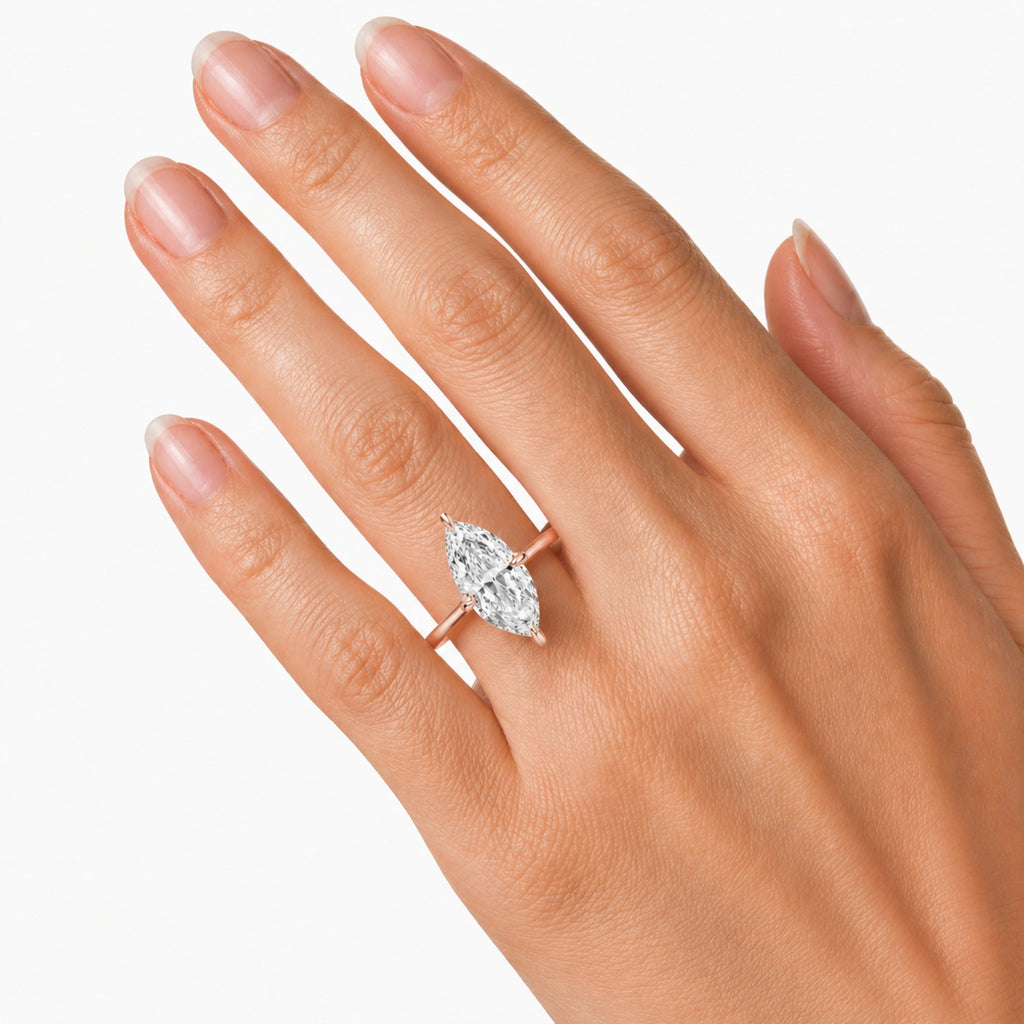 Venturant 1.00-6.00 Carat T.W. IGI certified Marquise-cut Lab Grown Diamond (D/VS) 14K Gold Solitaire Ring - Assorted Colors, Sizes & Carat