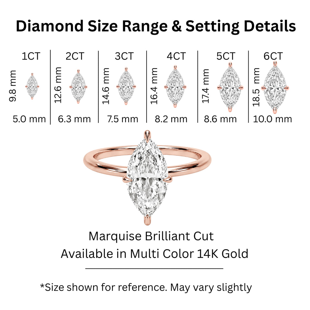 Venturant 1.00-6.00 Carat T.W. IGI certified Marquise-cut Lab Grown Diamond (D/VS) 14K Gold Solitaire Ring - Assorted Colors, Sizes & Carat