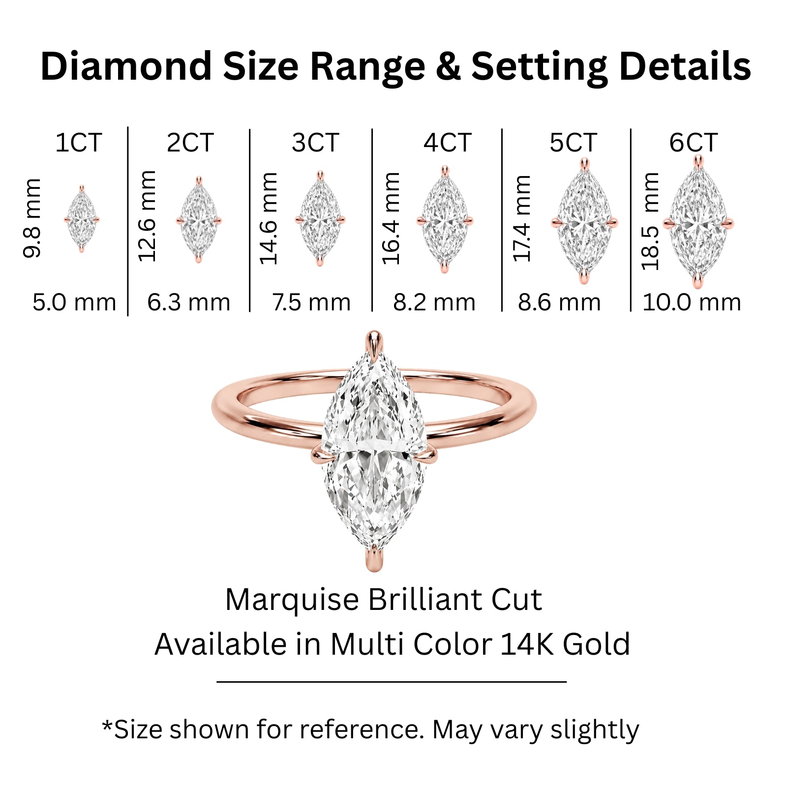 Venturant 1.00-6.00 Carat T.W. IGI certified Marquise-cut Lab Grown Diamond (D/VS) 14K Gold Solitaire Ring - Assorted Colors, Sizes & Carat