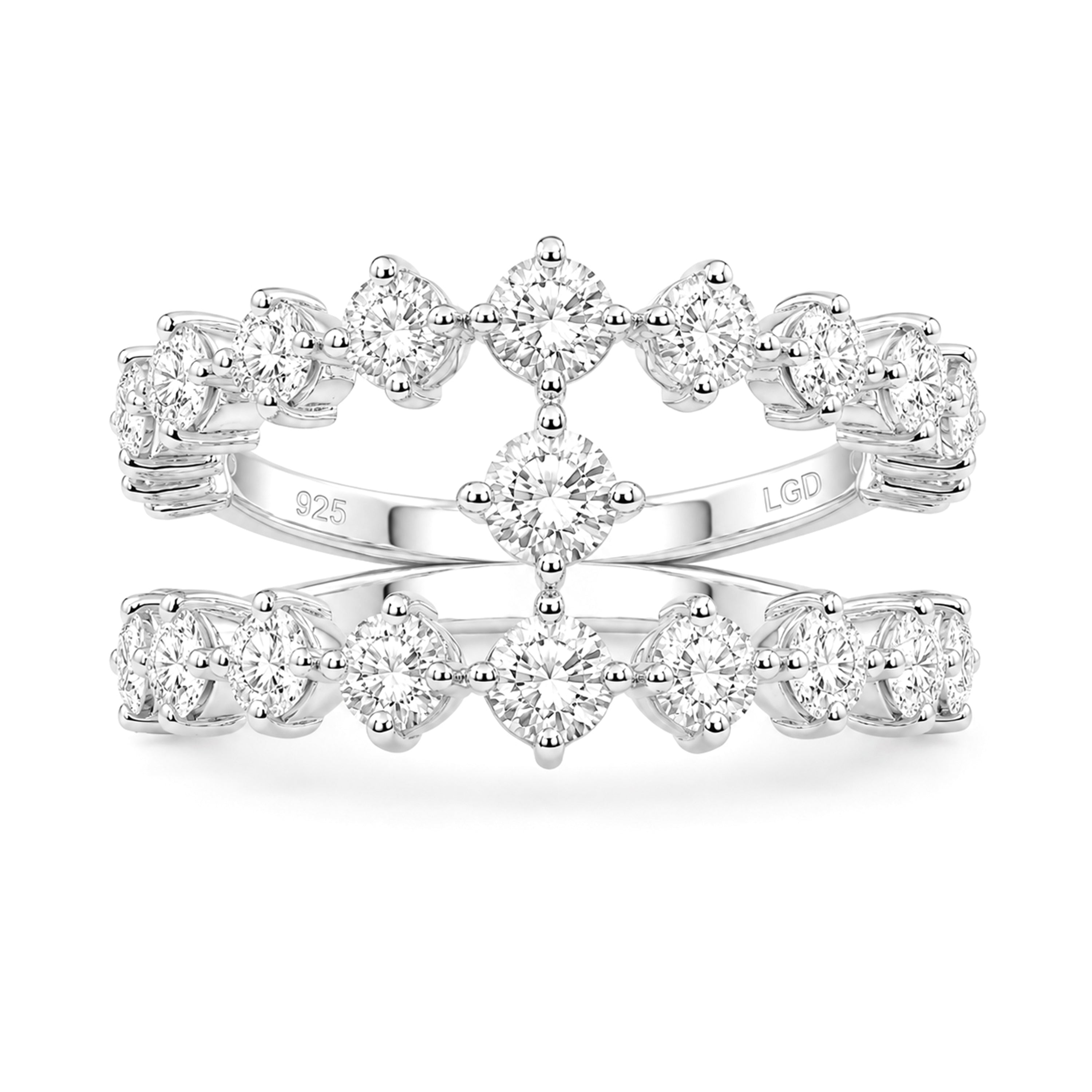 Venturant Lab Grown Diamond (F/VS+) 2.00 carat Round cut Sterling Silver Ring - Sterling Silver | Gold over Silver