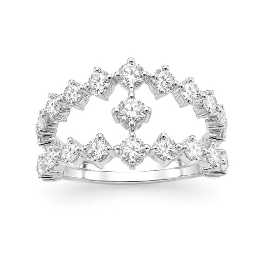 Venturant Lab Grown Diamond (F/VS+) 2.00 carat Round cut Sterling Silver Ring - Sterling Silver | Gold over Silver