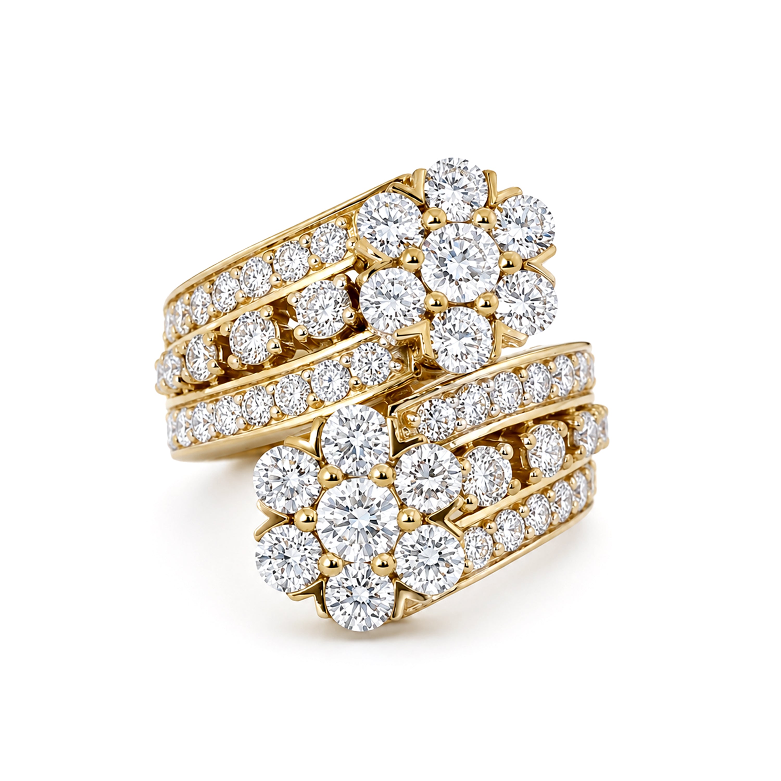 Venturant Lab Grown Diamond (F/VS+) 3.00 carat Round cut Sterling Silver Ring - Sterling Silver | Gold over Silver