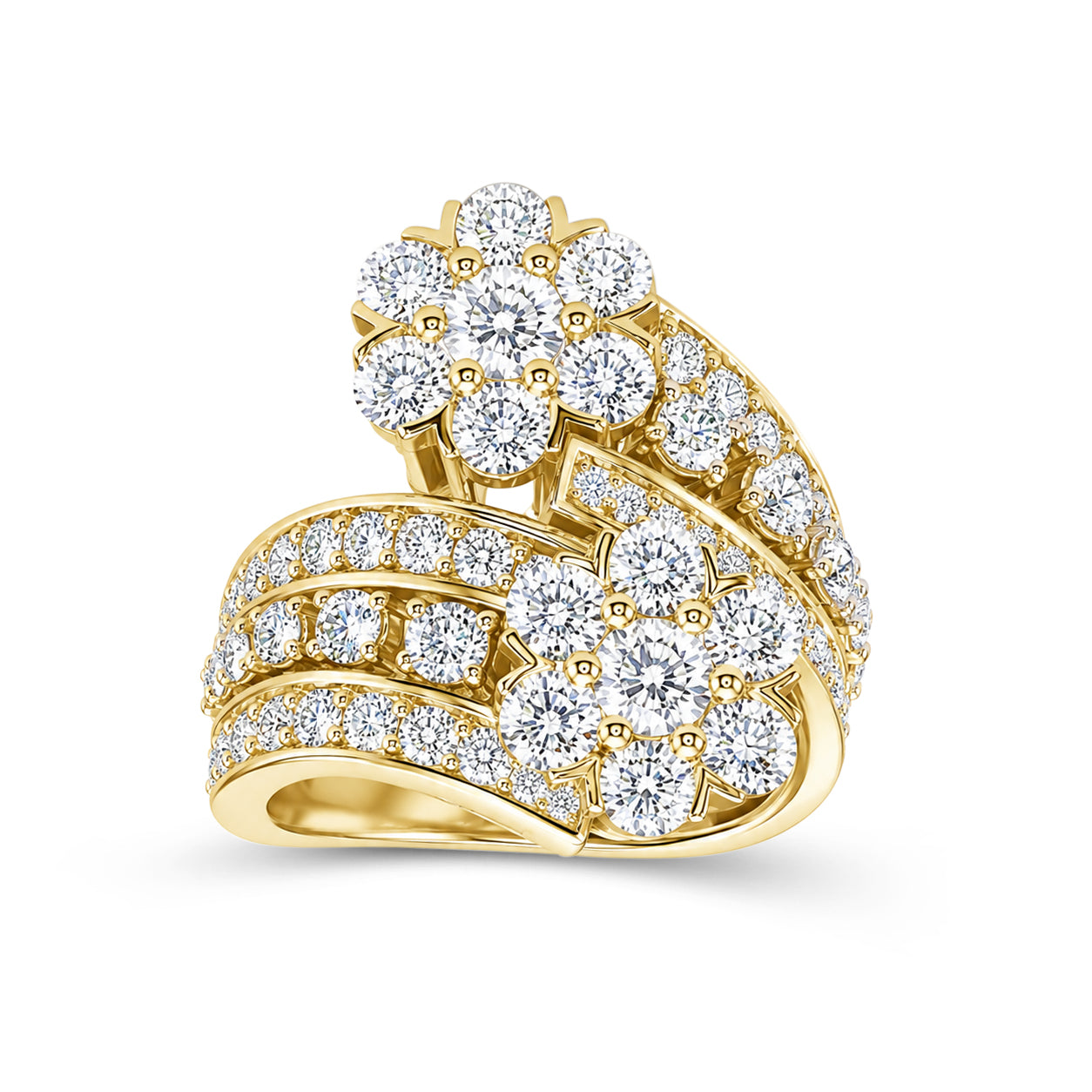 Venturant Lab Grown Diamond (F/VS+) 3.00 carat Round cut Sterling Silver Ring - Sterling Silver | Gold over Silver