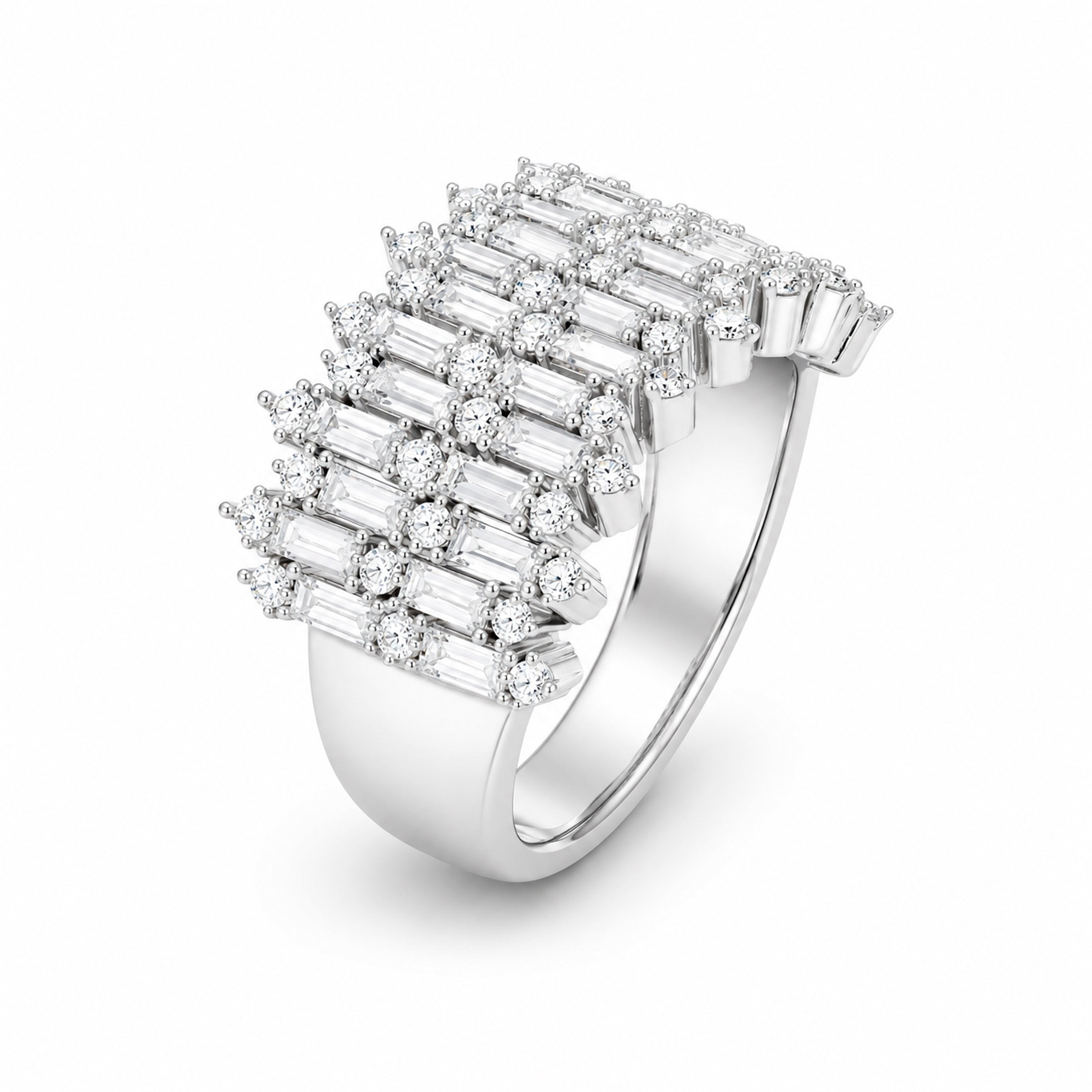 Venturant Lab Grown Diamond (F/VS+) 2.00 carat Round cut Sterling Silver Statement Ring - Sterling Silver | Gold over Silver
