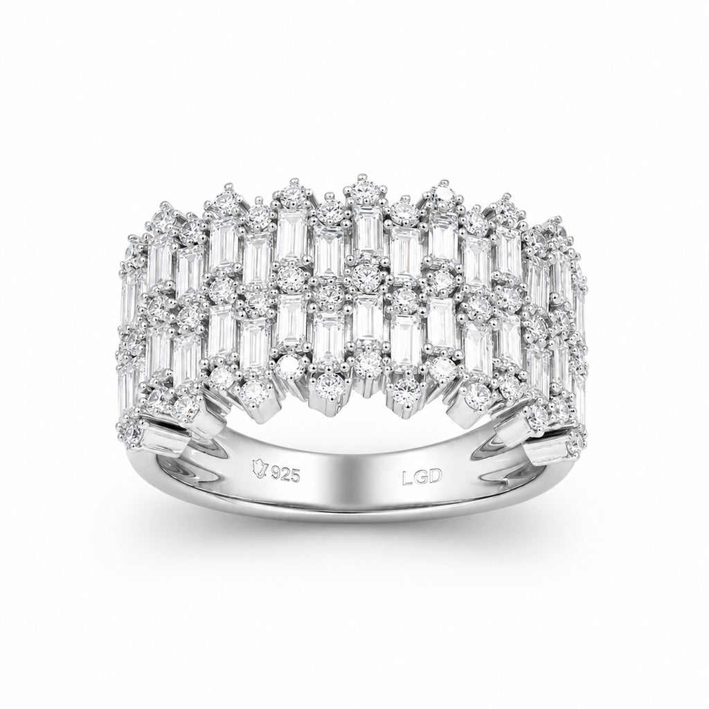 Venturant Lab Grown Diamond (F/VS+) 2.00 carat Round cut Sterling Silver Statement Ring - Sterling Silver | Gold over Silver