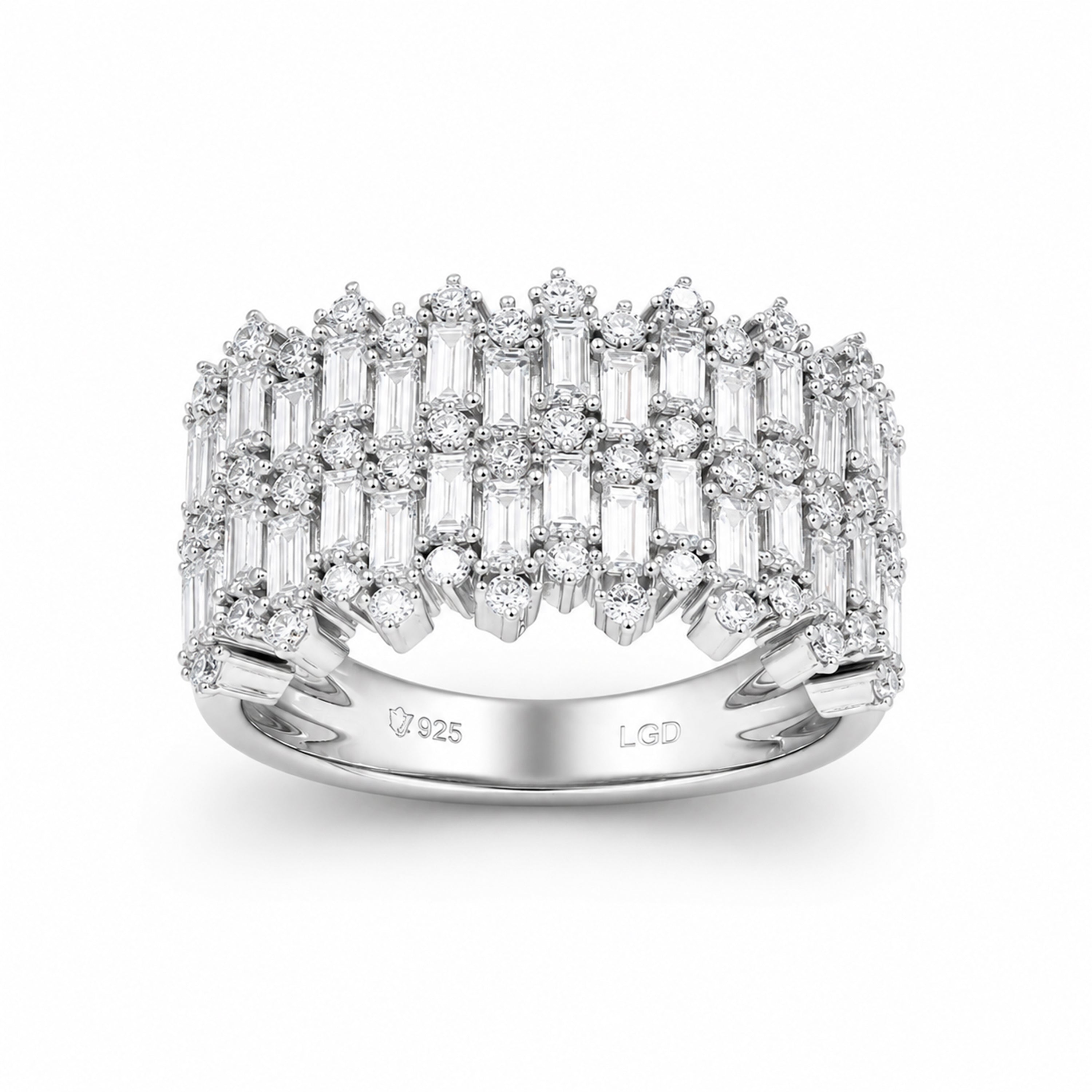 Venturant Lab Grown Diamond (F/VS+) 2.00 carat Round cut Sterling Silver Statement Ring - Sterling Silver | Gold over Silver