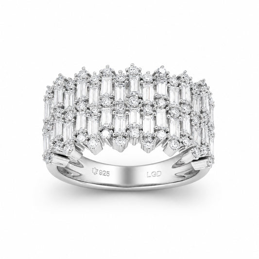 Venturant Lab Grown Diamond (F/VS+) 2.00 carat Round cut Sterling Silver Statement Ring - Sterling Silver | Gold over Silver