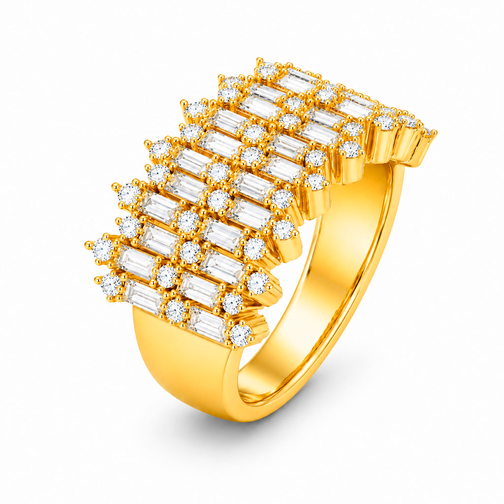 Venturant Lab Grown Diamond (F/VS+) 2.00 carat Round cut Sterling Silver Statement Ring - Sterling Silver | Gold over Silver