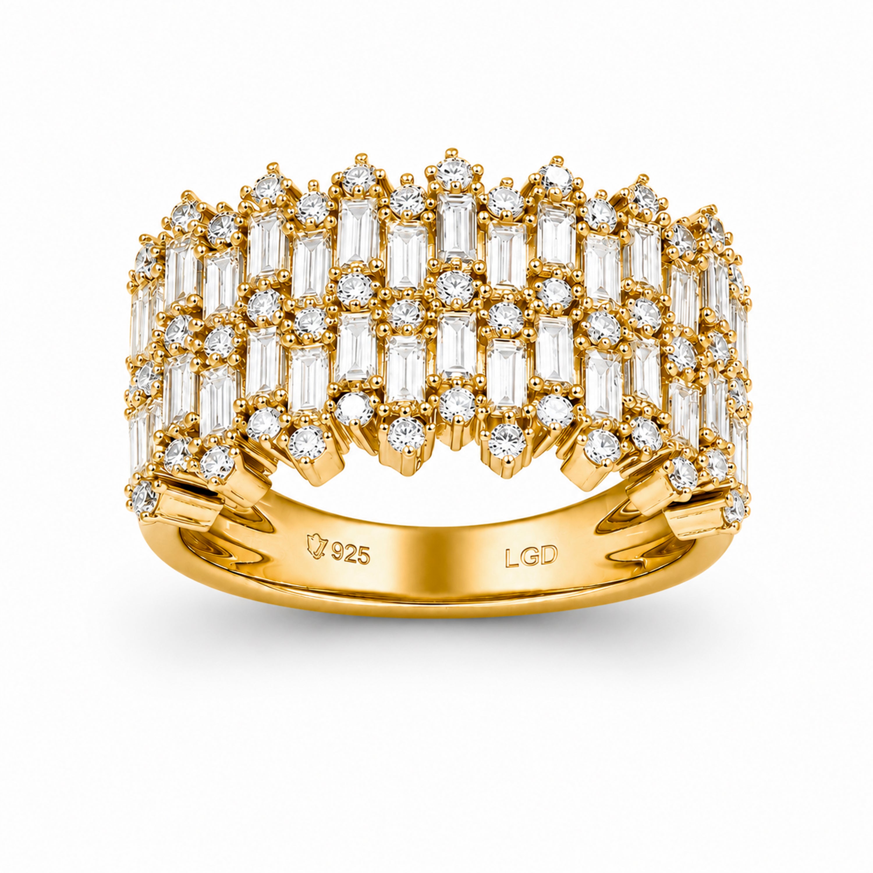 Venturant Lab Grown Diamond (F/VS+) 2.00 carat Round cut Sterling Silver Statement Ring - Sterling Silver | Gold over Silver