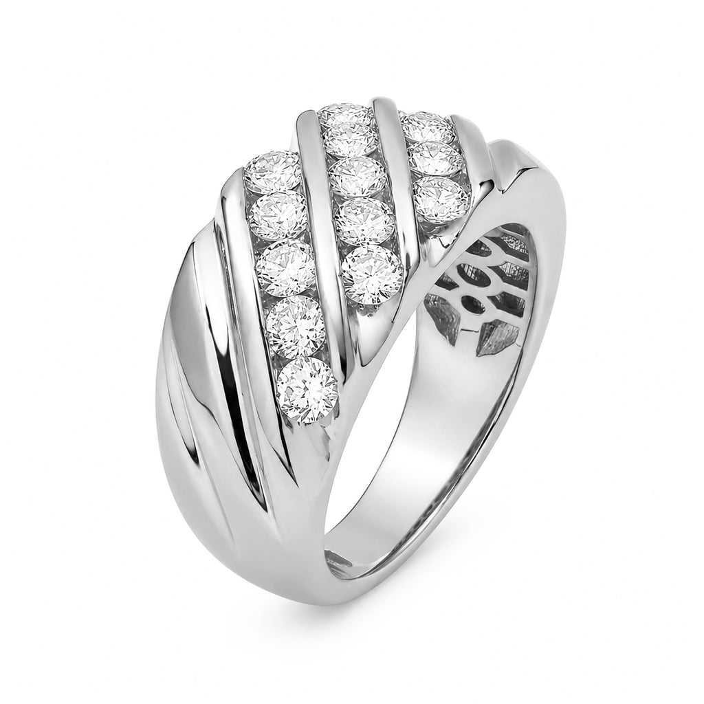 Venturant Lab Grown Diamond (F/VS+) 3.00 carat Round cut Sterling Silver Men's Ring - Sterling Silver | Gold over Silver