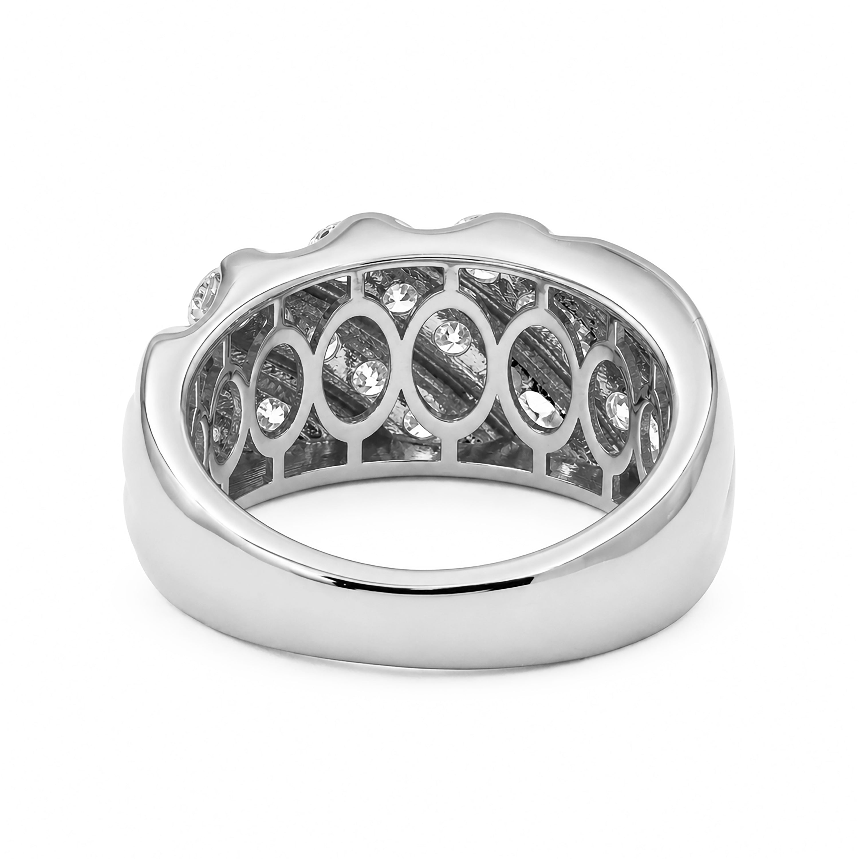 Venturant Lab Grown Diamond (F/VS+) 3.00 carat Round cut Sterling Silver Men's Ring - Sterling Silver | Gold over Silver