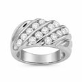 Venturant Lab Grown Diamond (F/VS+) 3.00 carat Round cut Sterling Silver Men's Ring - Sterling Silver | Gold over Silver