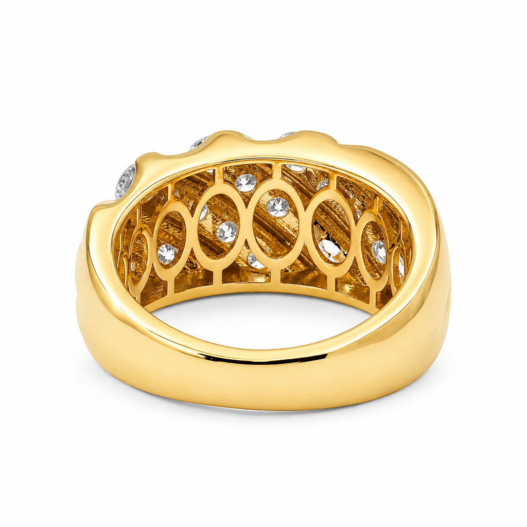 Venturant Lab Grown Diamond (F/VS+) 3.00 carat Round cut Sterling Silver Men's Ring - Sterling Silver | Gold over Silver