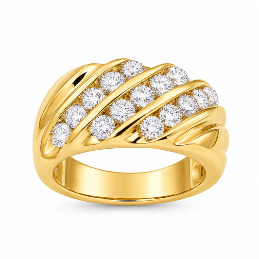 Venturant Lab Grown Diamond (F/VS+) 3.00 carat Round cut Sterling Silver Men's Ring - Sterling Silver | Gold over Silver