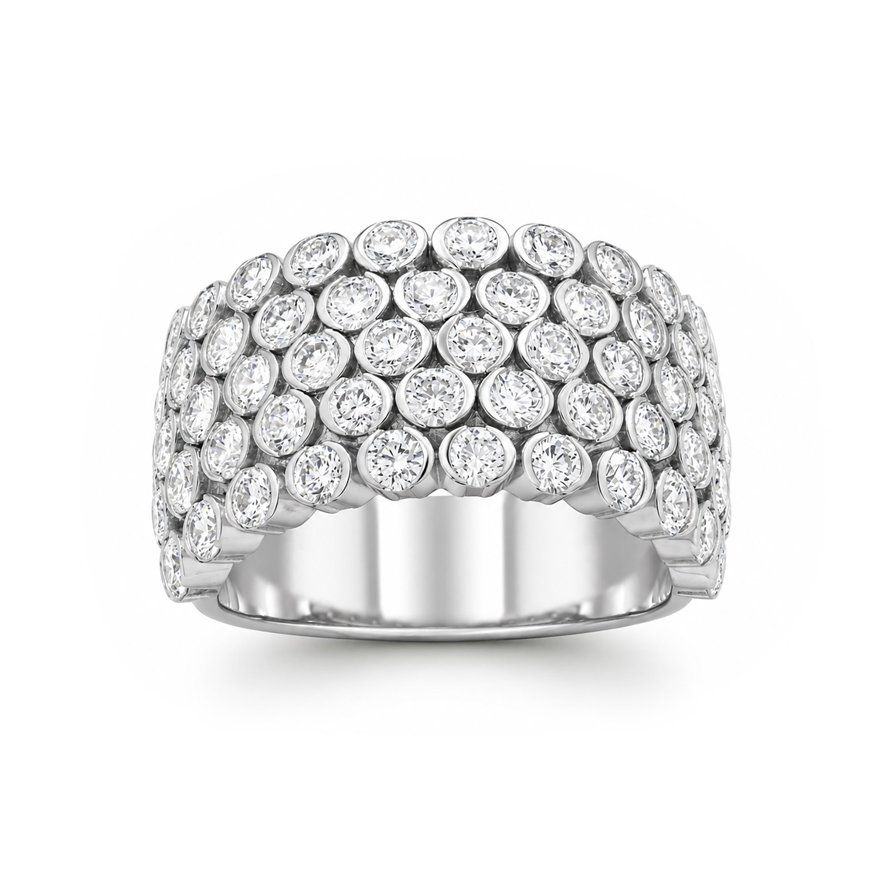 Venturant Lab Grown Diamond (F/VS+) 3.00 carat Round cut Sterling Silver Ring - Sterling Silver
