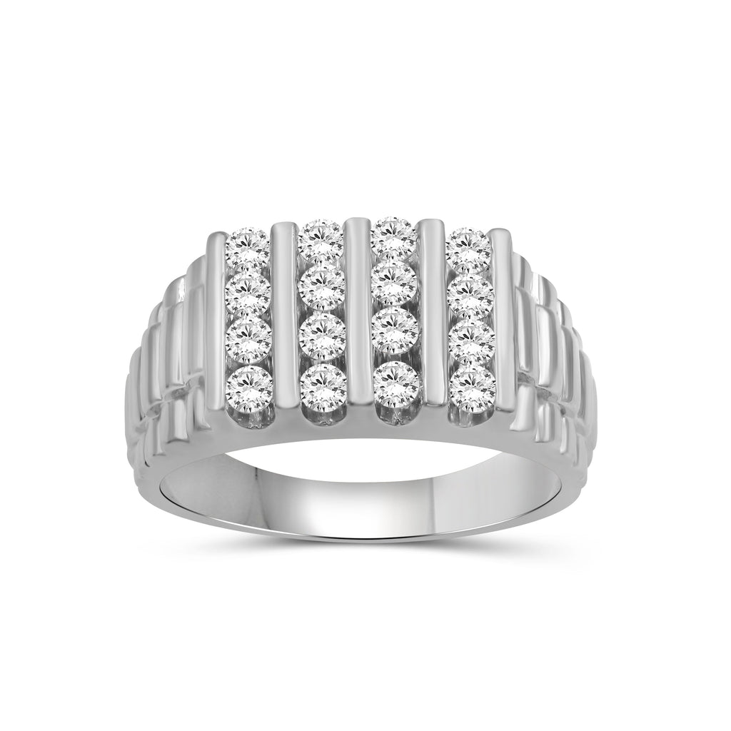 Venturant Lab Grown Diamond (F/VS+) 1.00 carat Round cut Sterling Silver Men's Ring - Sterling Silver | Gold over Silver