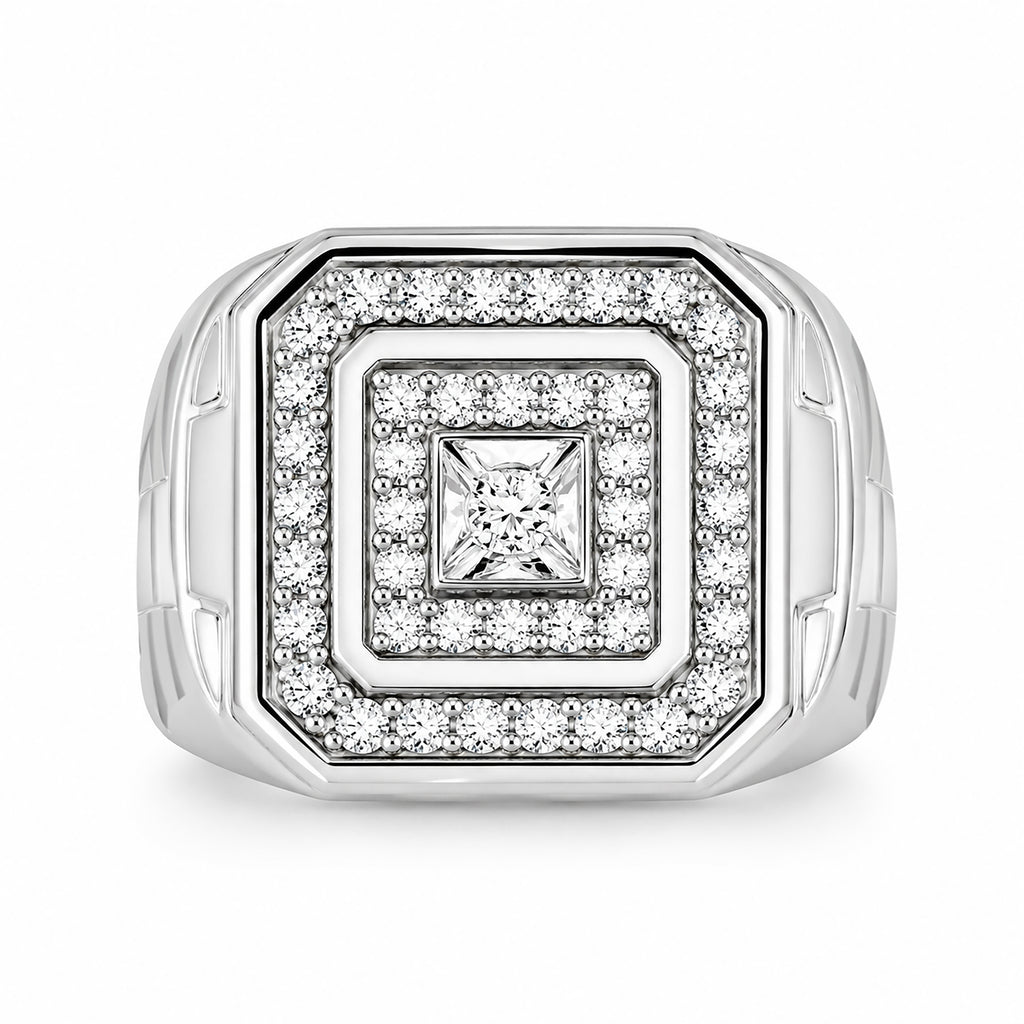 Venturant Lab Grown Diamond (F/VS+) 1.00 carat Round cut Sterling Silver Men's Ring - Sterling Silver | Gold over Silver