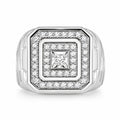 Venturant Lab Grown Diamond (F/VS+) 1.00 carat Round cut Sterling Silver Men's Ring - Sterling Silver | Gold over Silver
